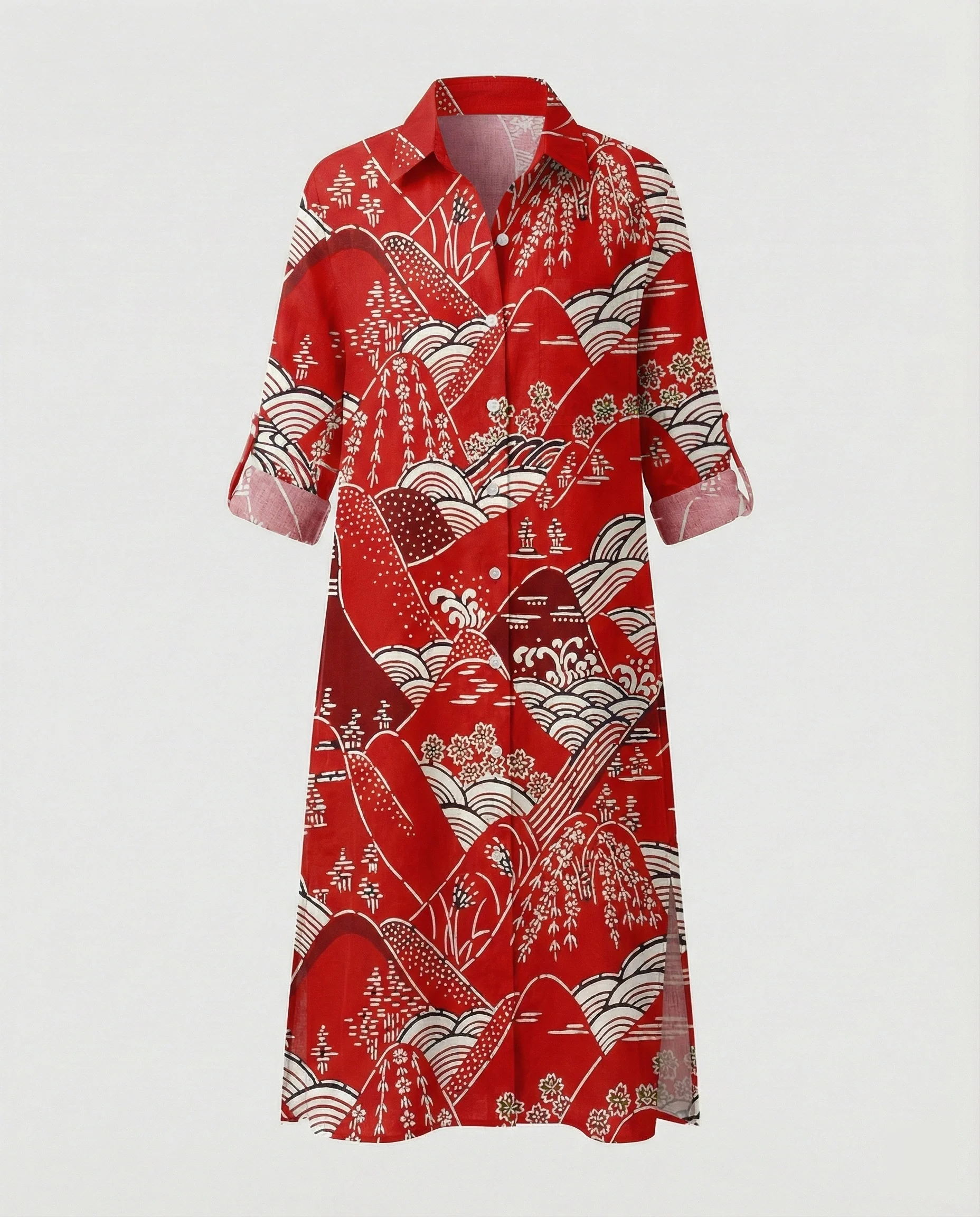 Damen Kaftan Kleid lang Seidenoptik - Image 27