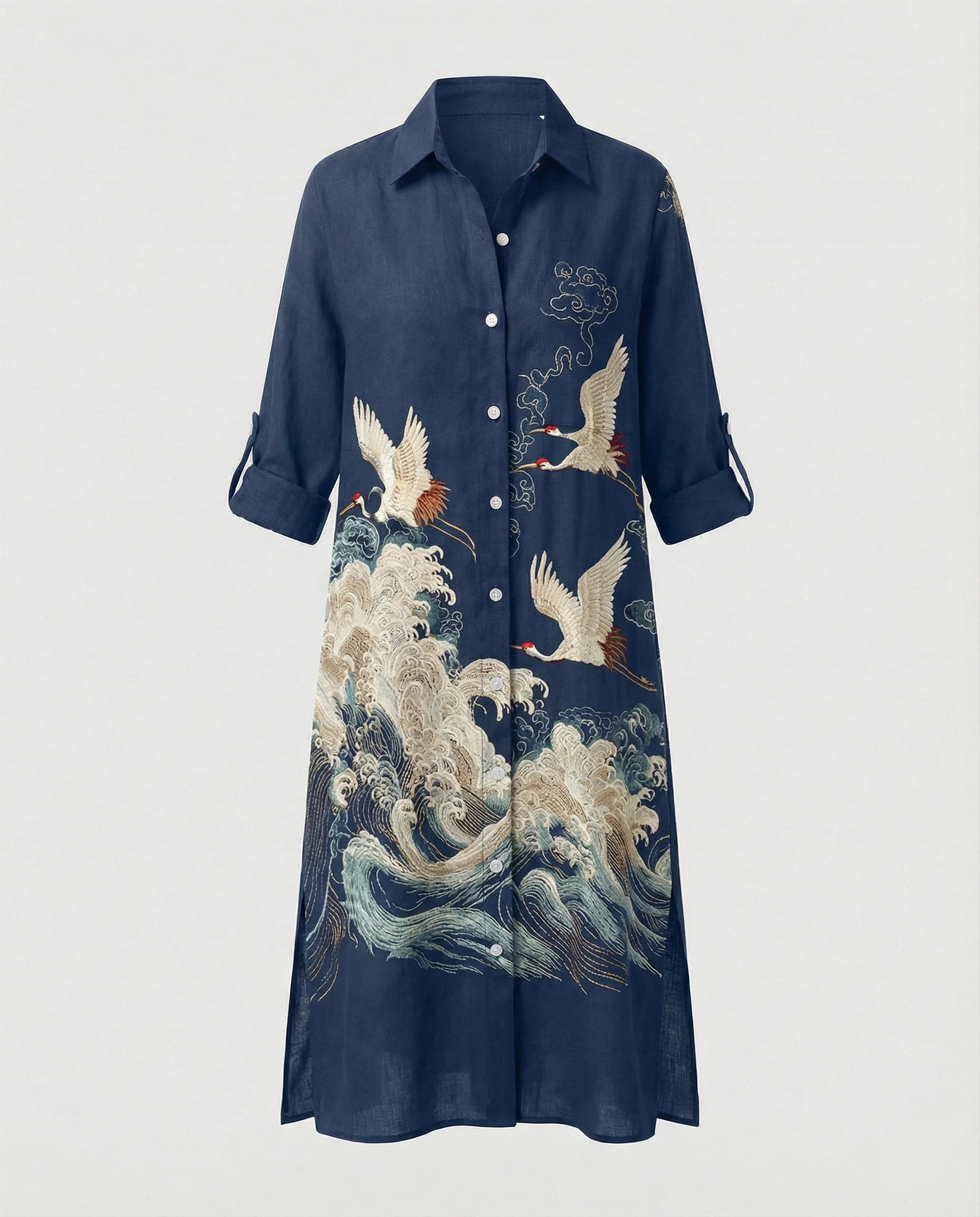 Damen Kaftan Kleid lang Seidenoptik - Image 28