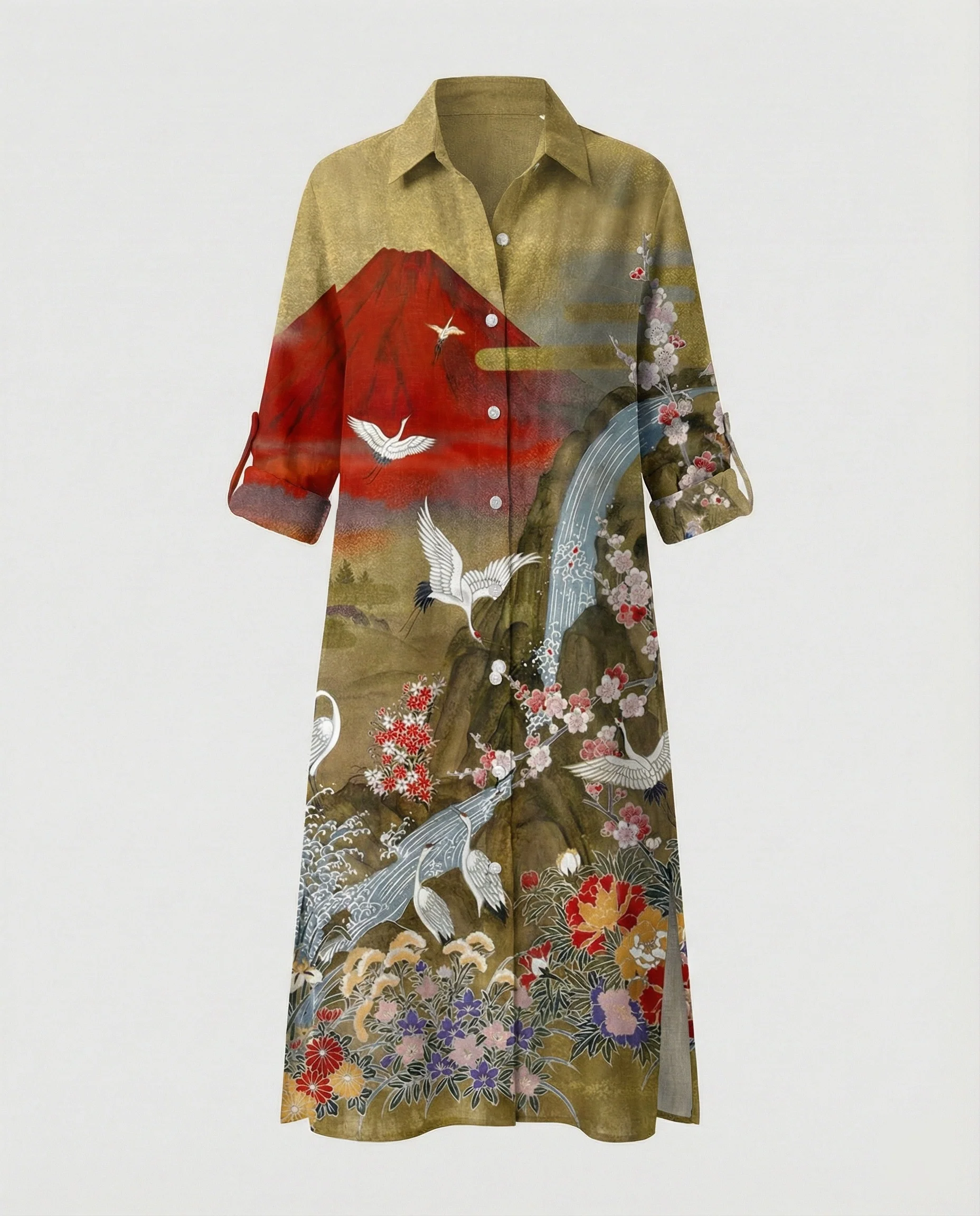 Damen Kaftan Kleid lang Seidenoptik - Image 30