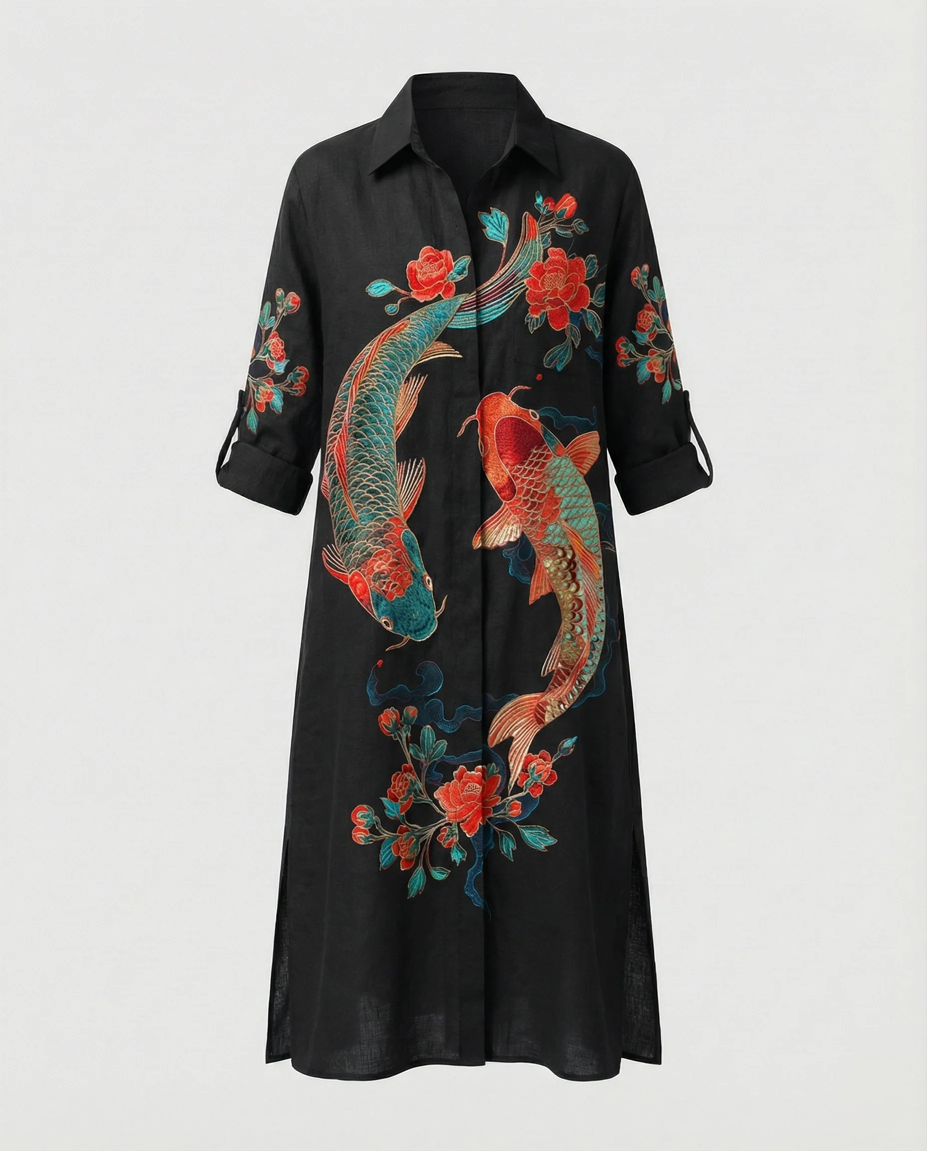 Damen Kaftan Kleid lang Seidenoptik - Image 31