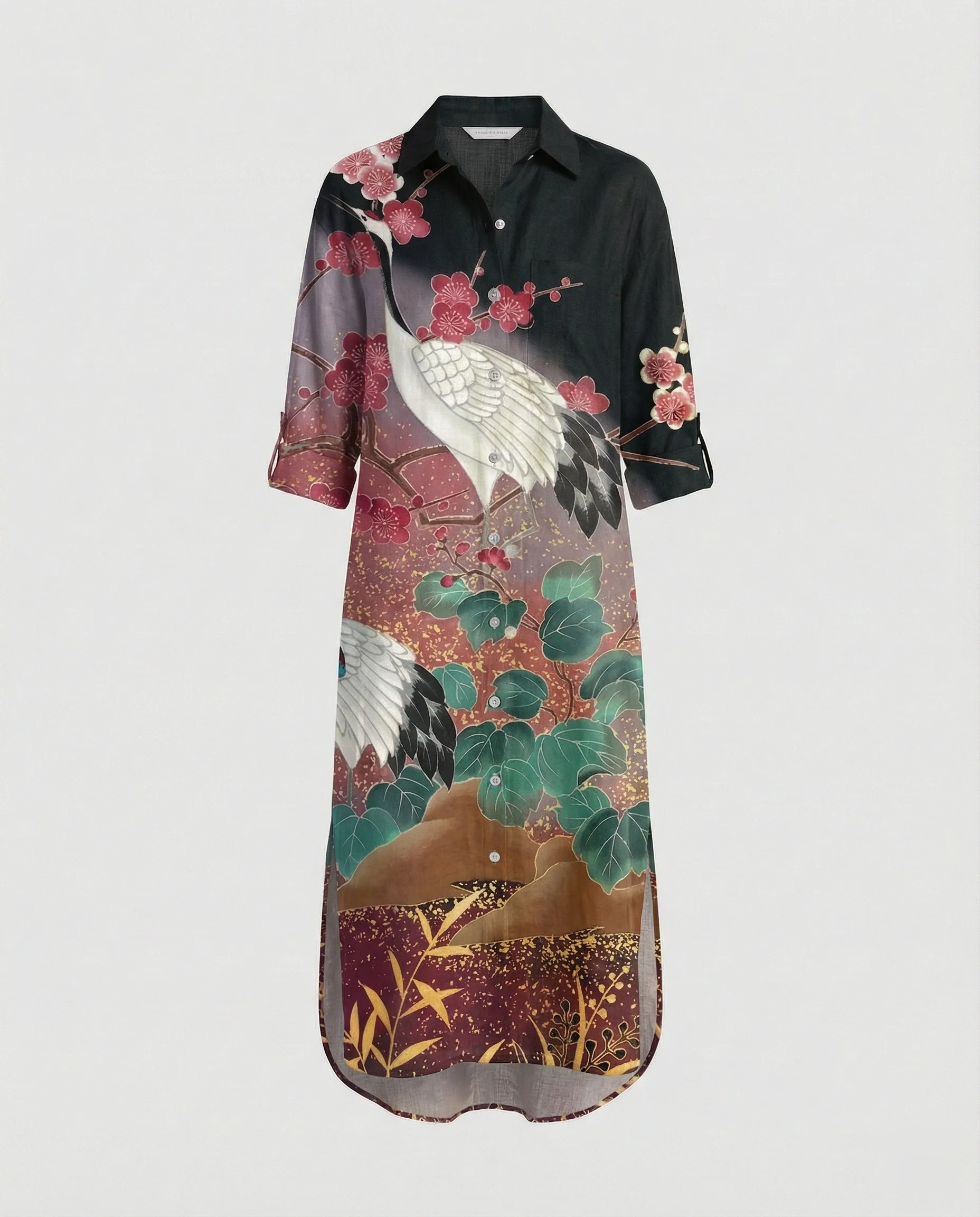 Damen Kaftan Kleid lang Seidenoptik - Image 41
