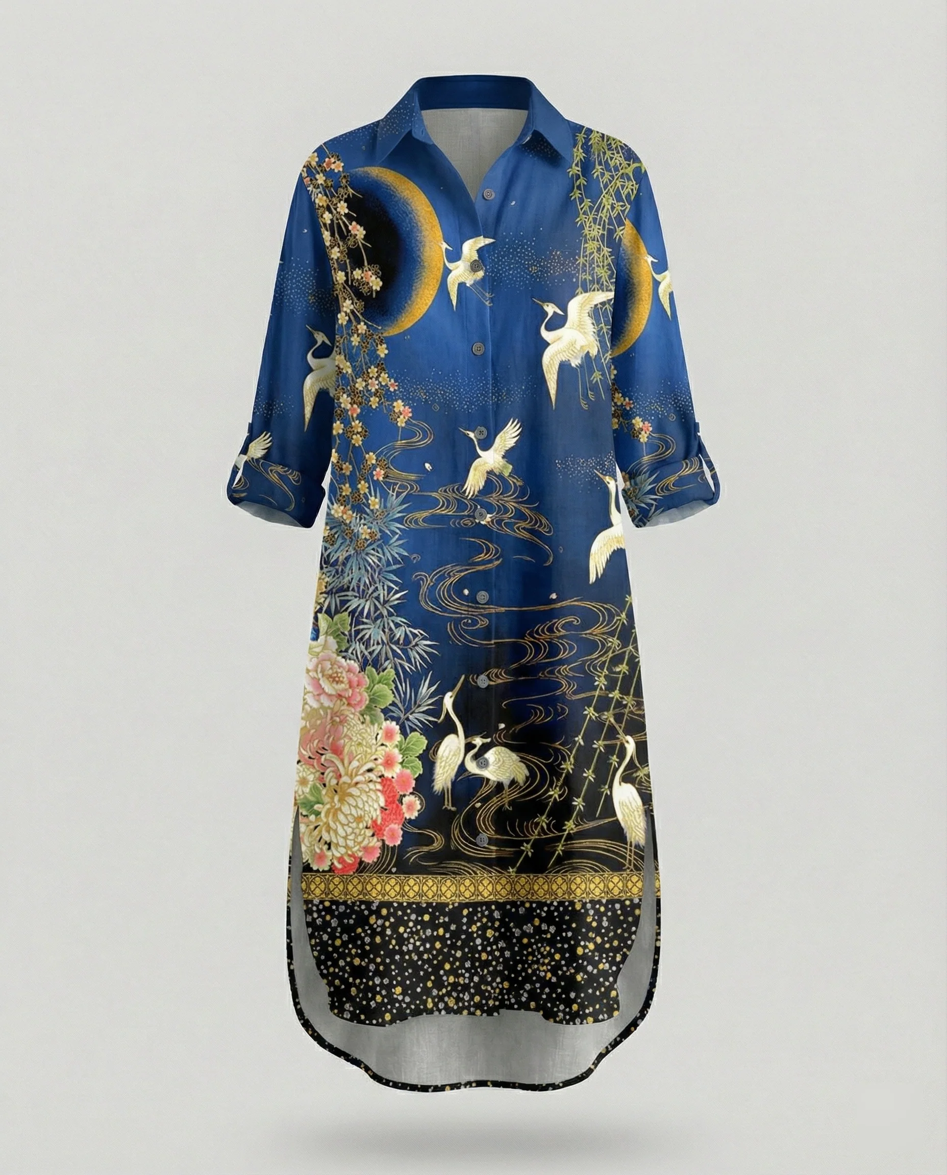 Damen Kaftan Kleid lang Seidenoptik - Image 7