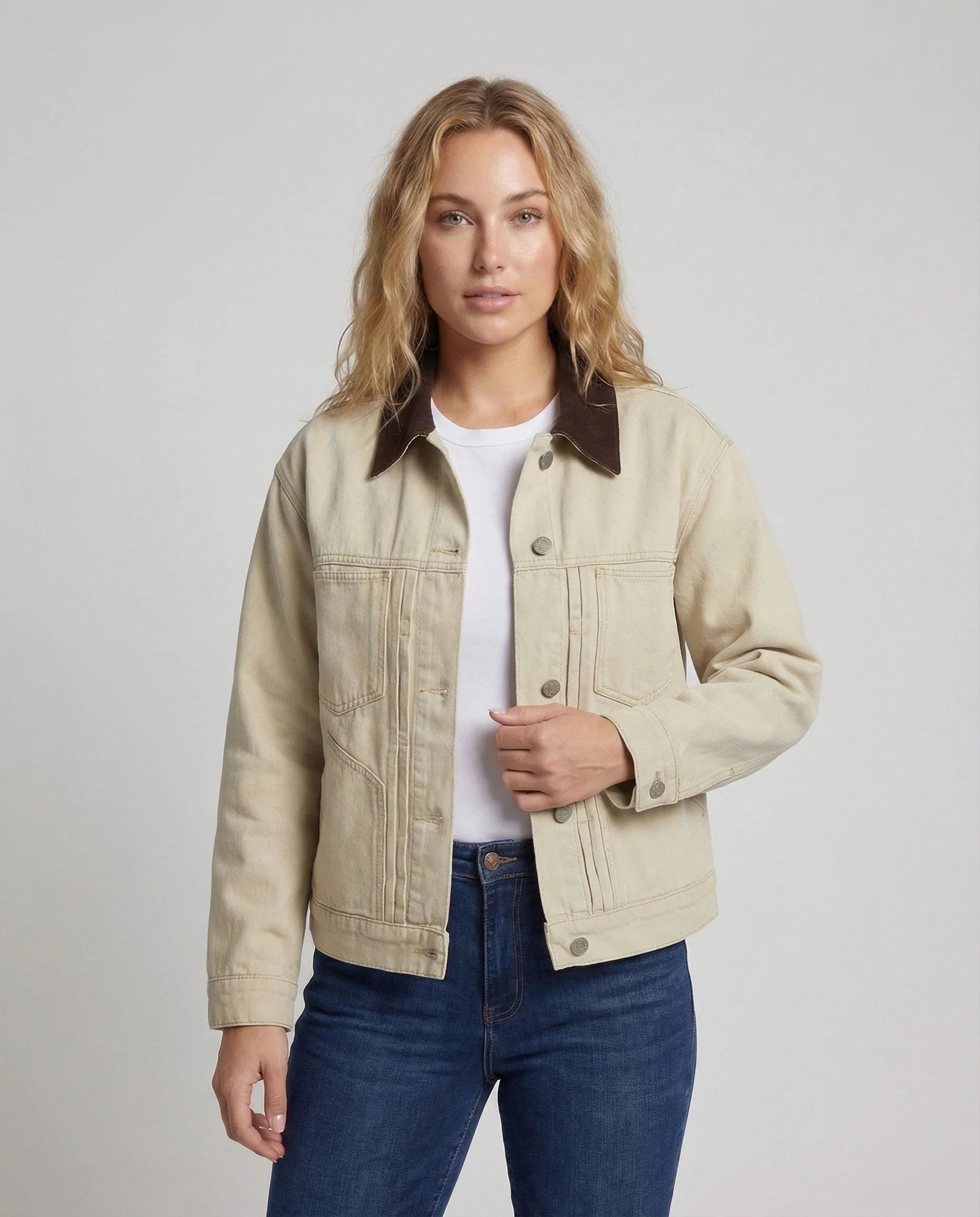 Damen Baumwolljacke Cordkragen - Image 2