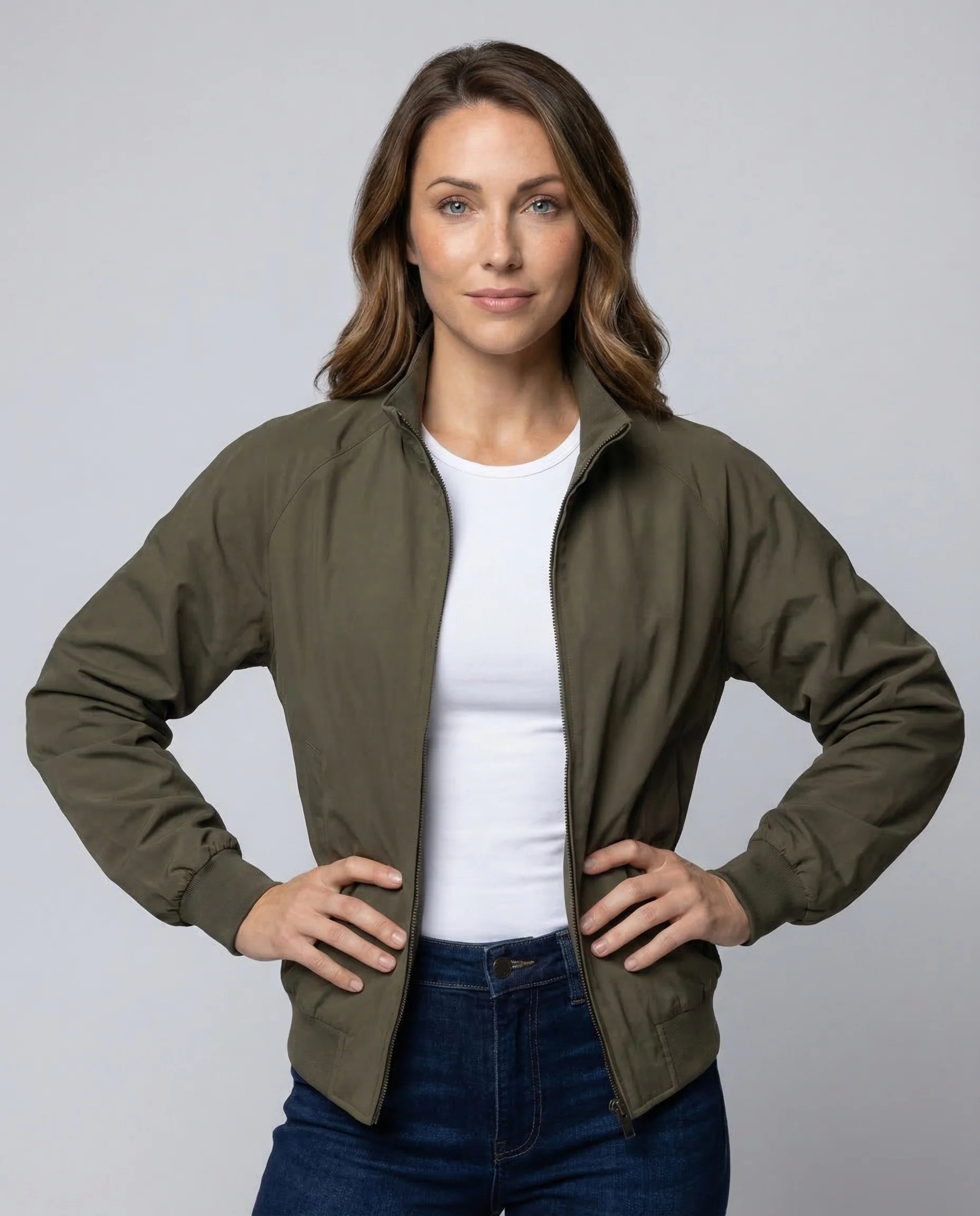 Damen Bomberjacke Lässig Kariert - Image 2