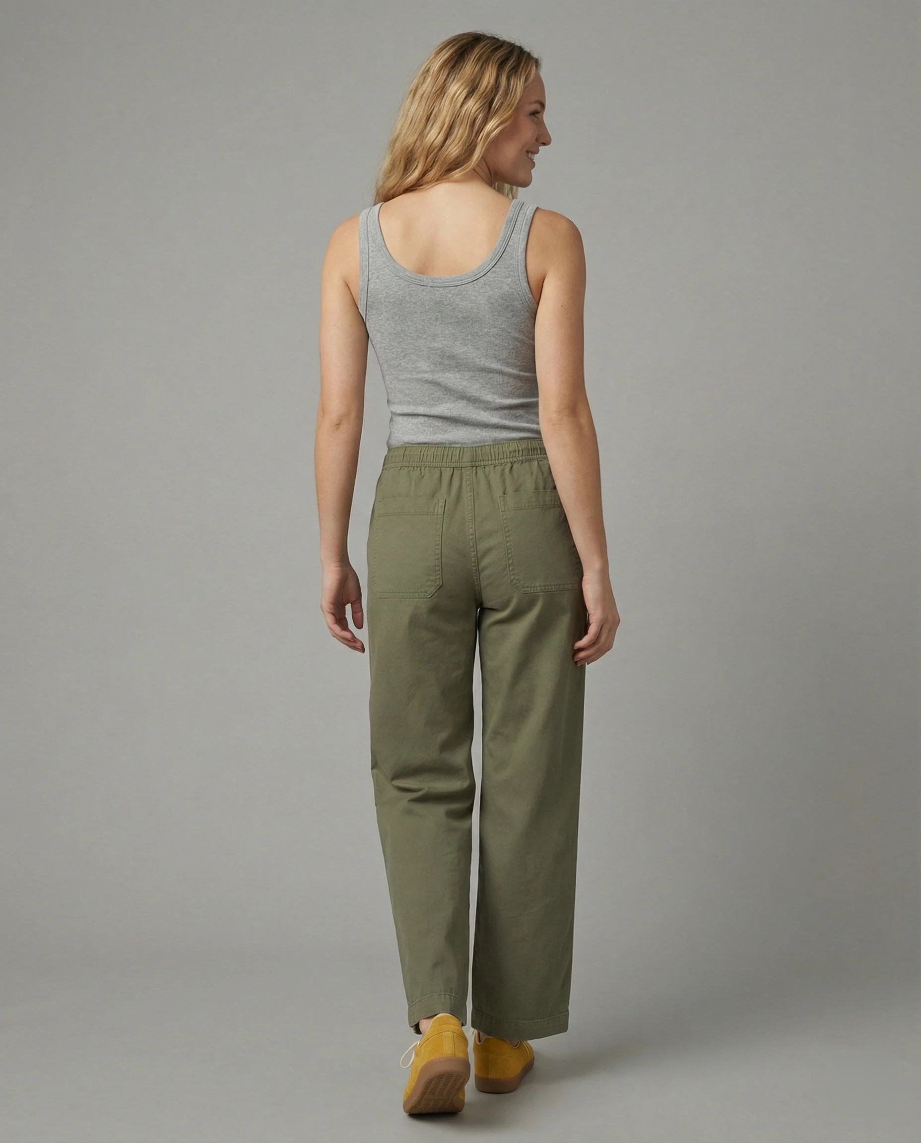 Lässige Haremshose aus Leinenmix mit tiefem Schritt Tunnelzugbund und seitlichen Eingrifftaschen Heidi-Mode - Image 3