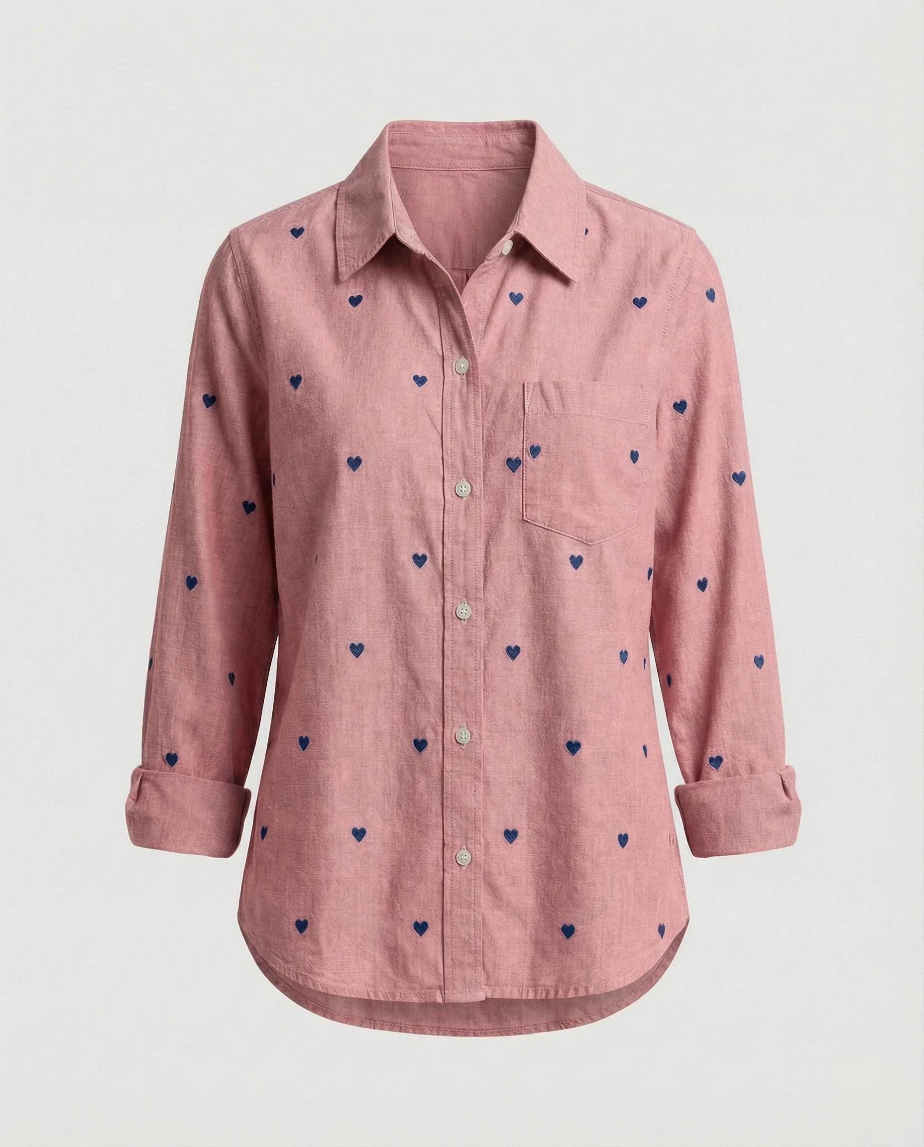 Damen Jeansbluse Herz Print - Image 3