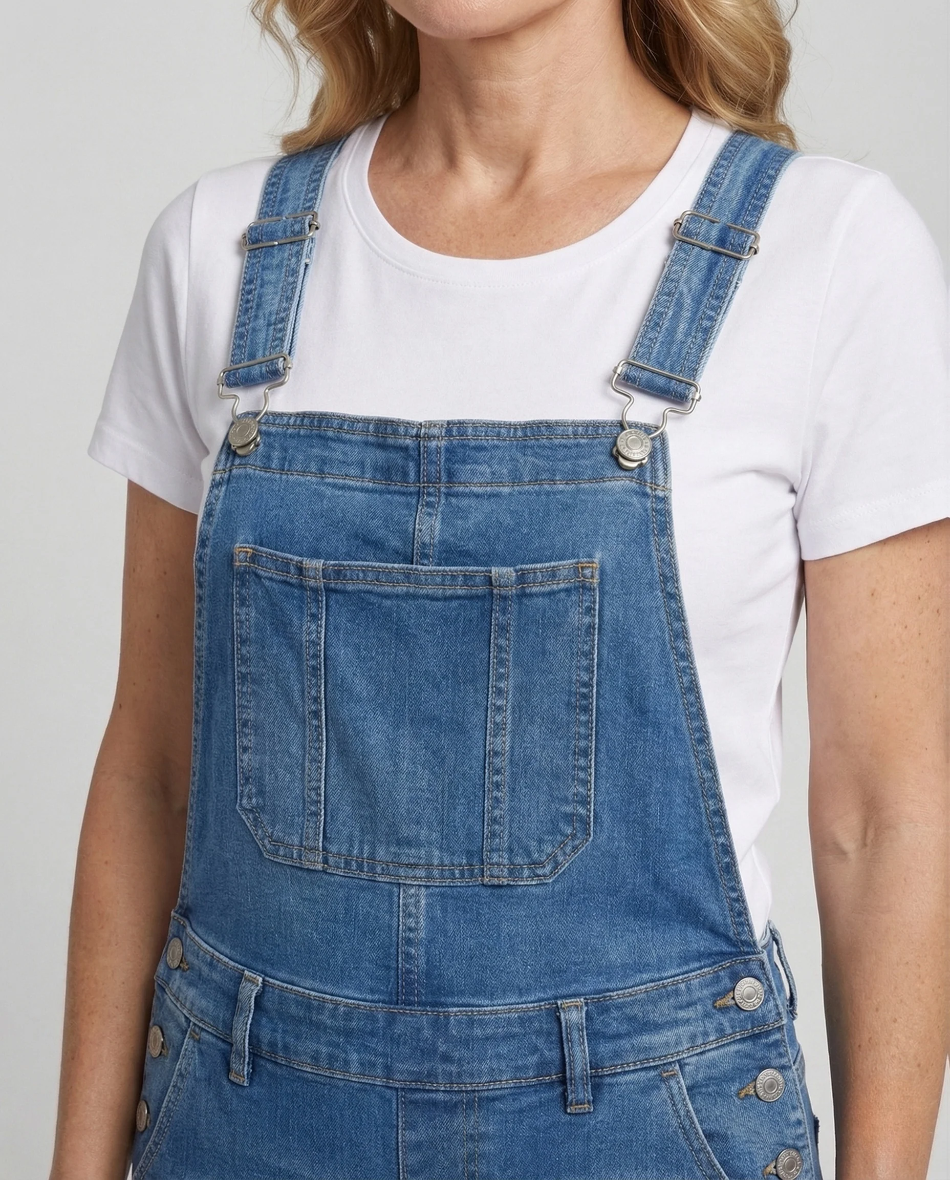Damen Jeans Latzhose mit geradem Bein & Brusttasche - Image 2