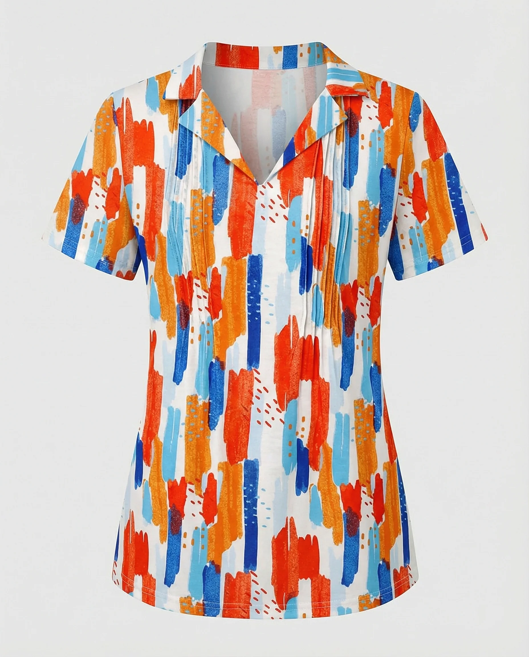 Bluse Damen Kurzarm Print - Image 5
