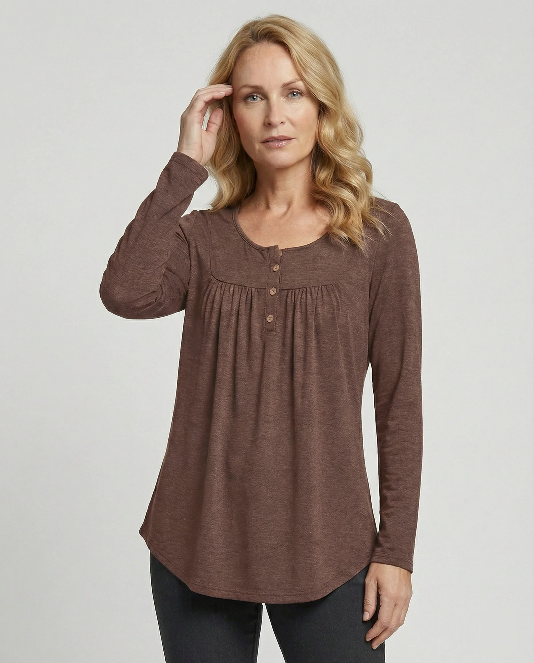 Damen Tunika Damen Langarm Henley