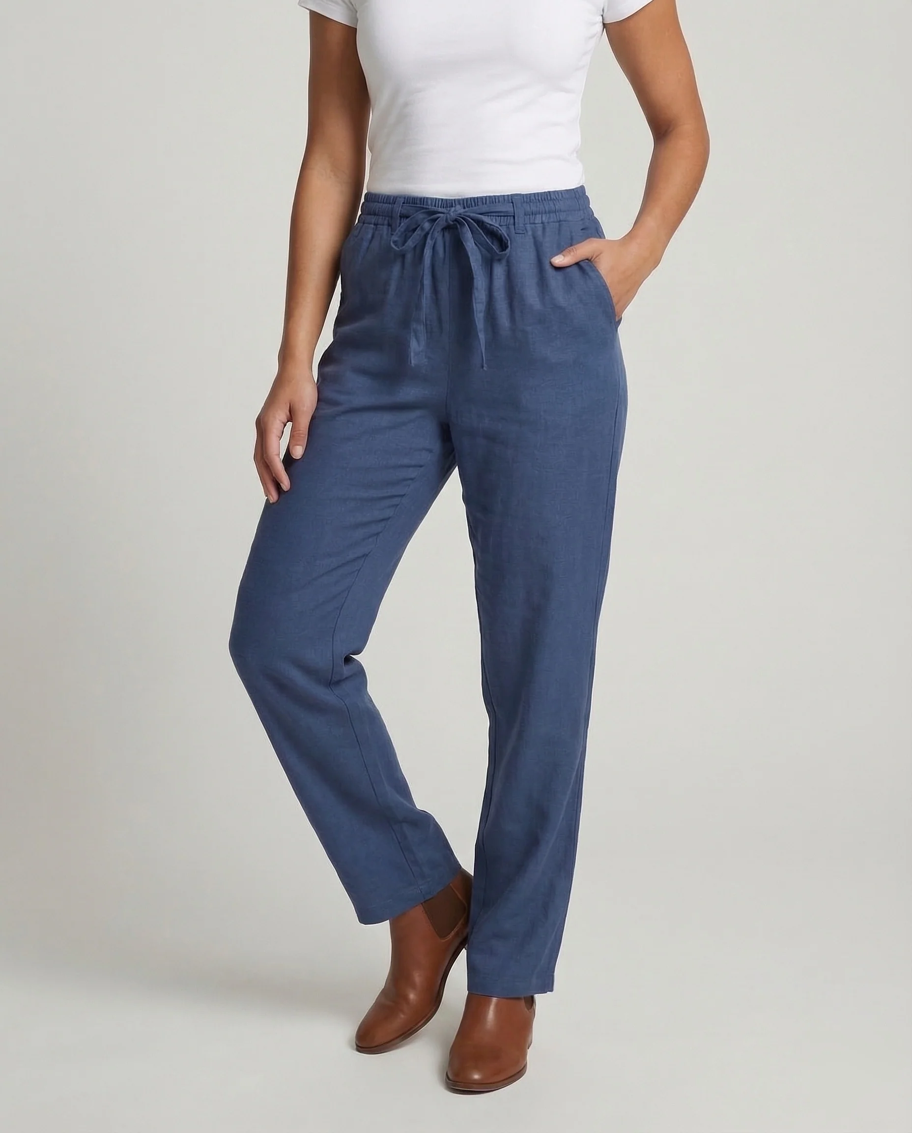 Damen Leinenhose Weit Tunnelzug - Image 2