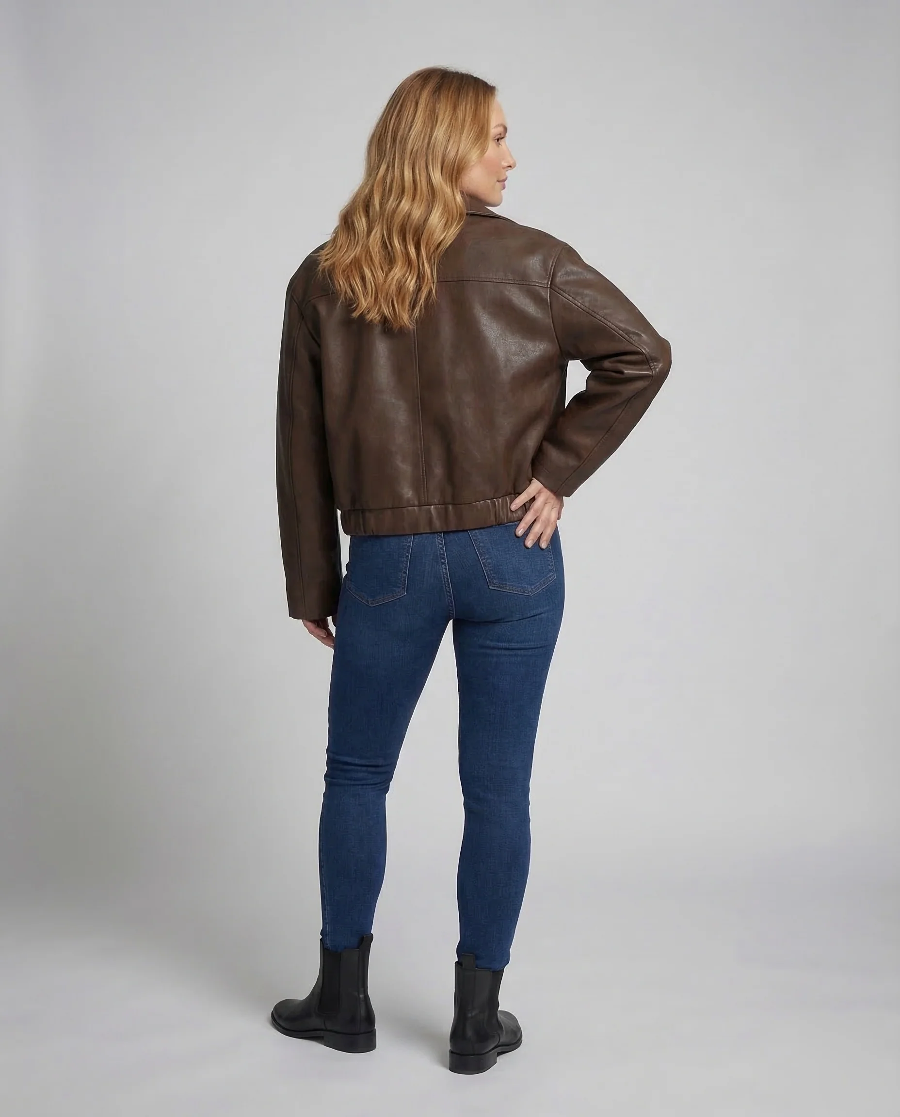 Damen Kunstlederjacke Oversize - Image 4