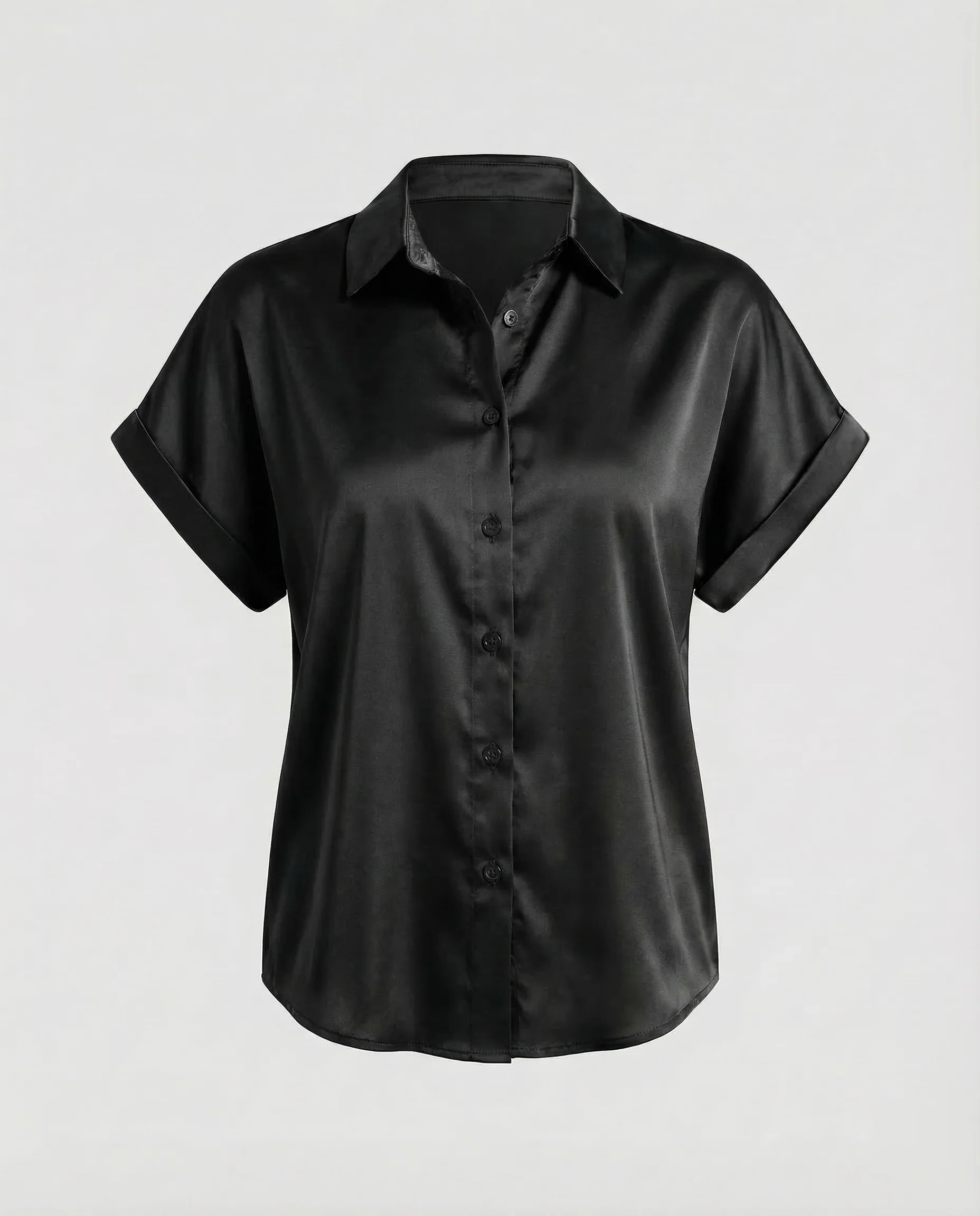 Damen Satinbluse Kurzarm - Image 7