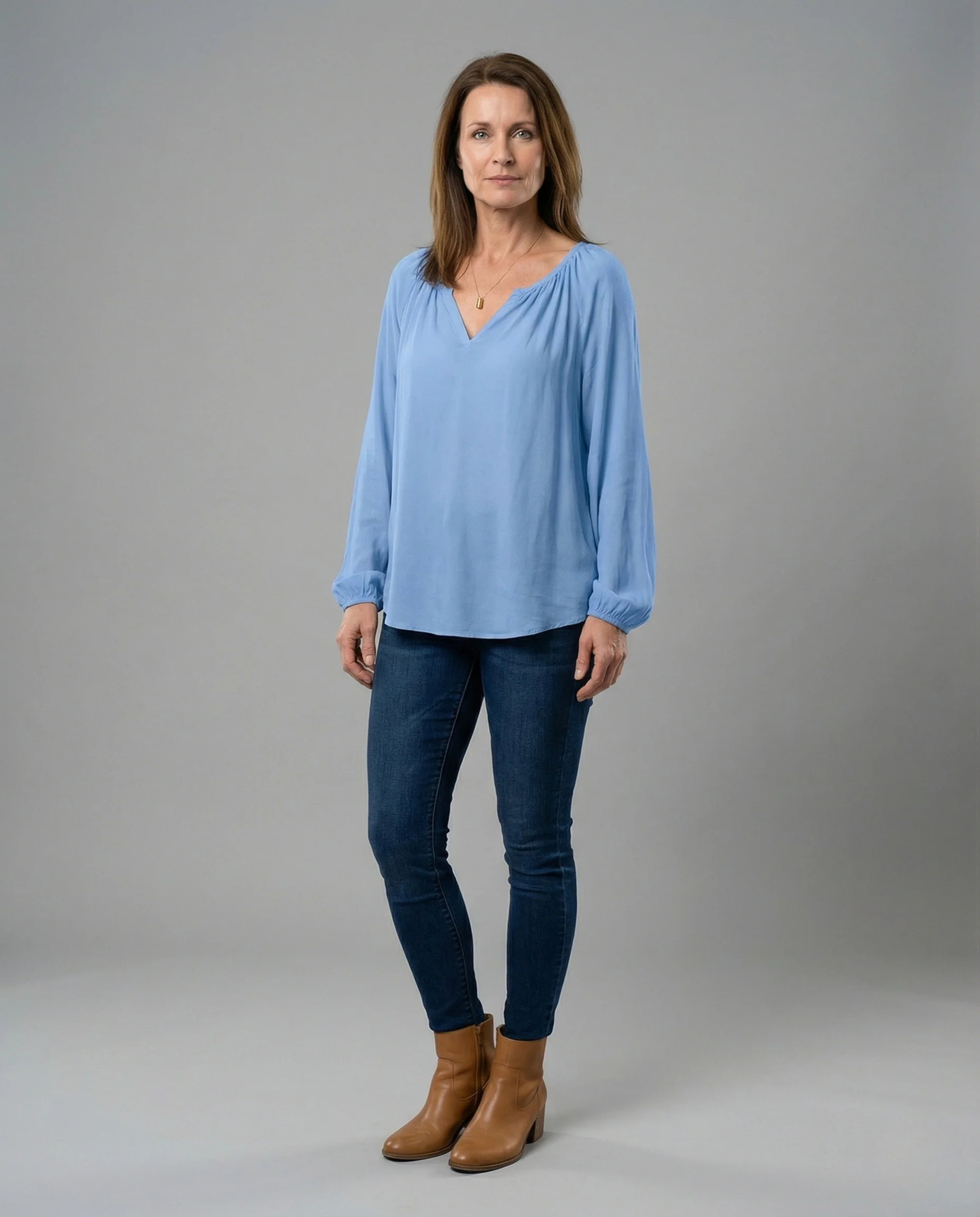 Damen Tunika Bluse V-Ausschnitt