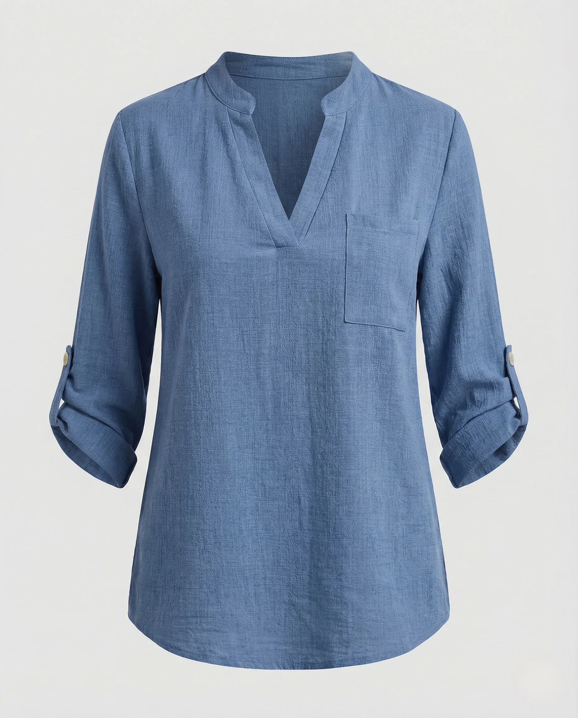 Damen Tunika Bluse mit Brusttasche - Image 5