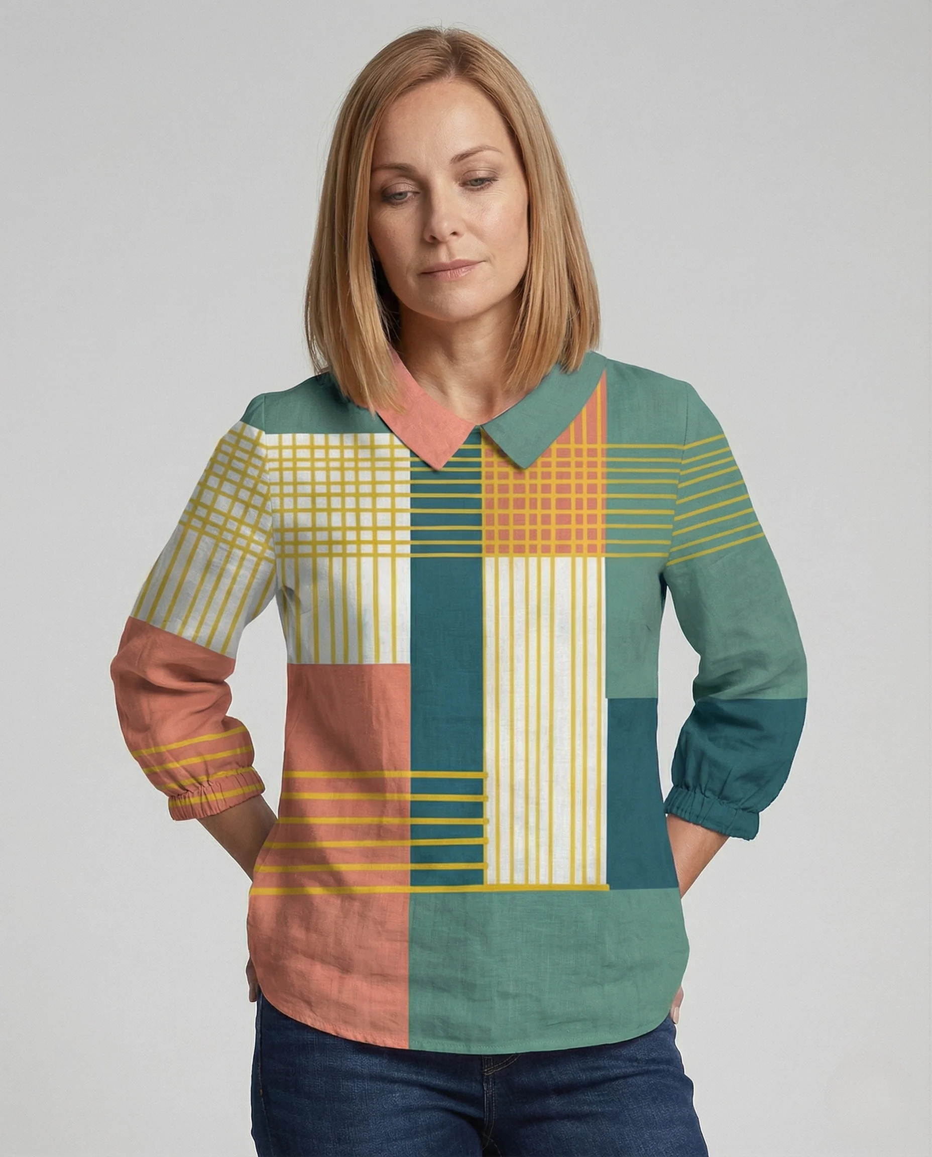 V-Ausschnitt Tunika Damen Waldmotiv - Image 2