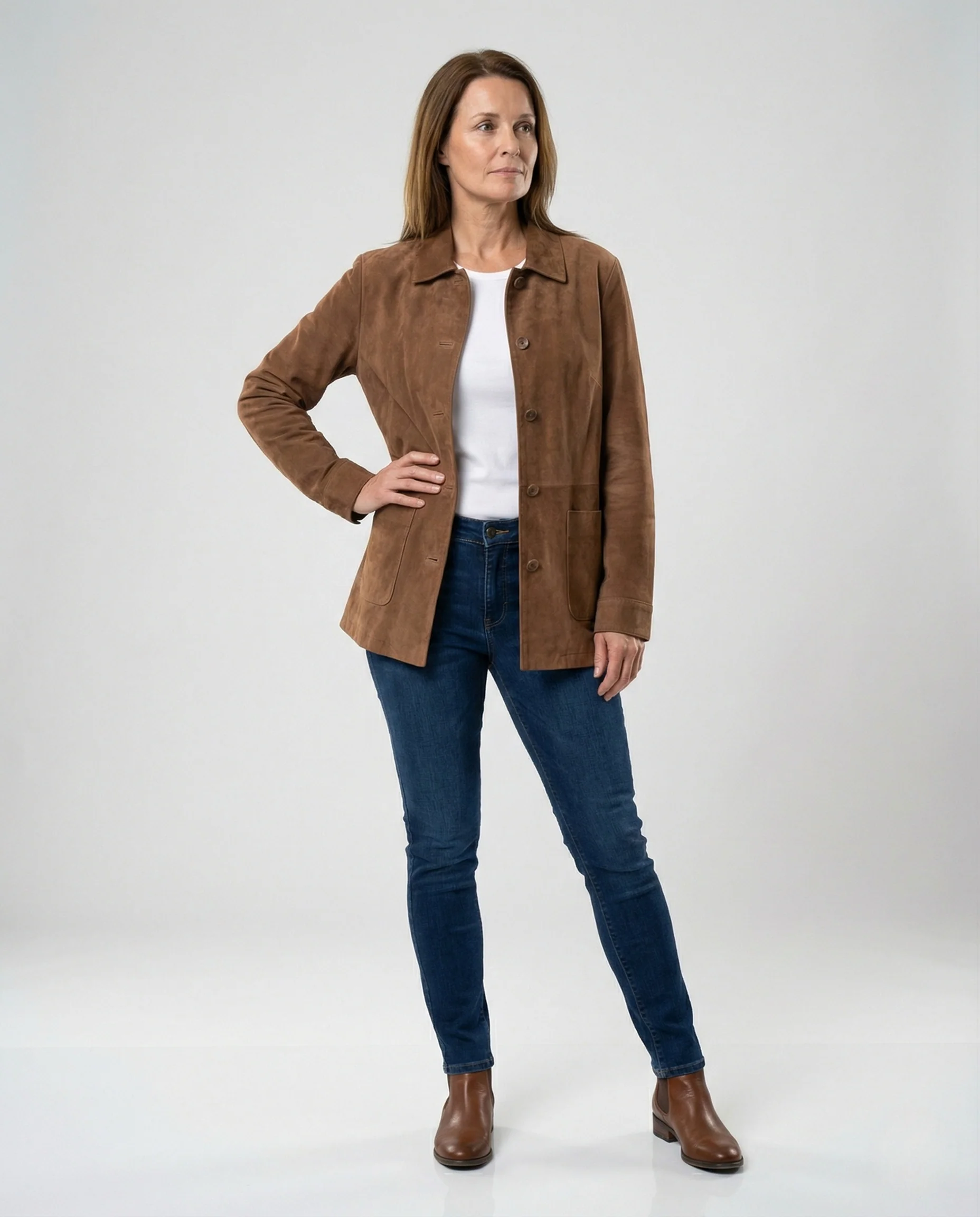 Damen Jacke Veloursimitat Casual