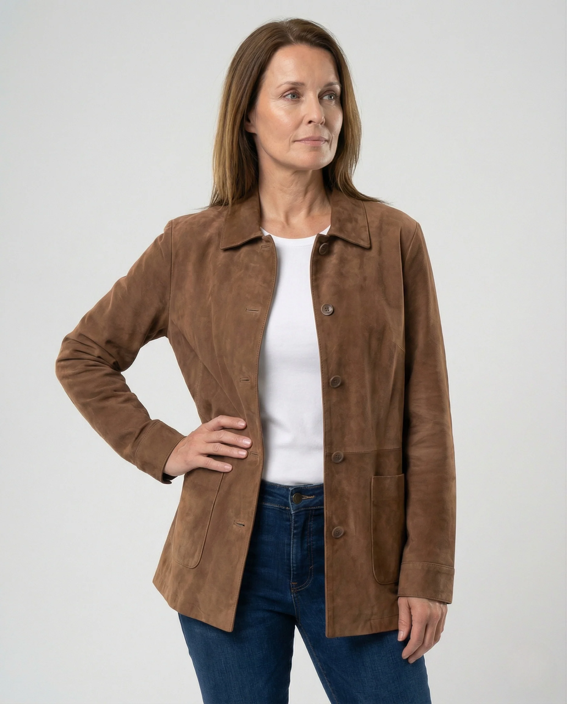 Damen Jacke Veloursimitat Casual - Image 2