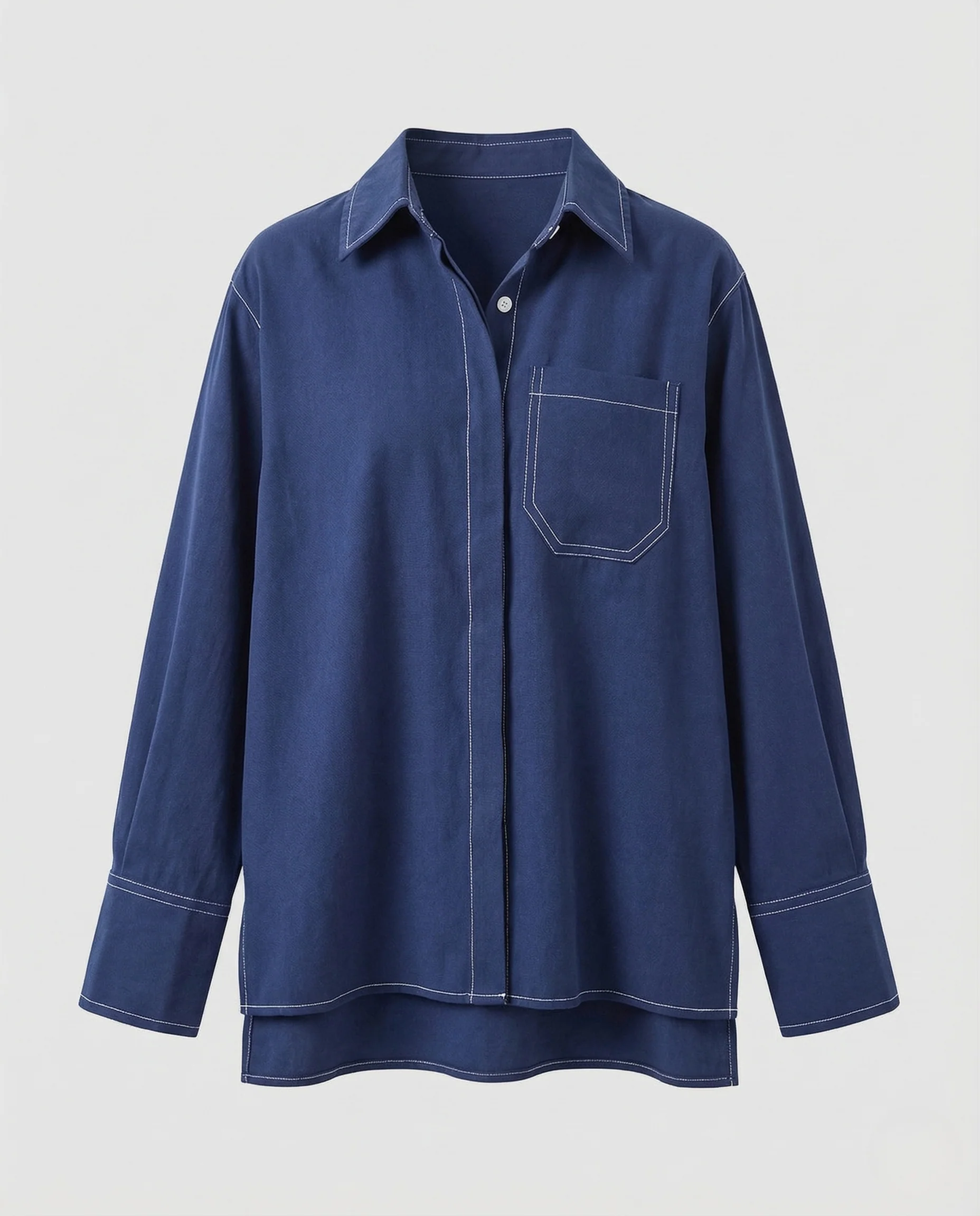 Damen Viskose Hemdbluse Kontrastnaht - Image 5