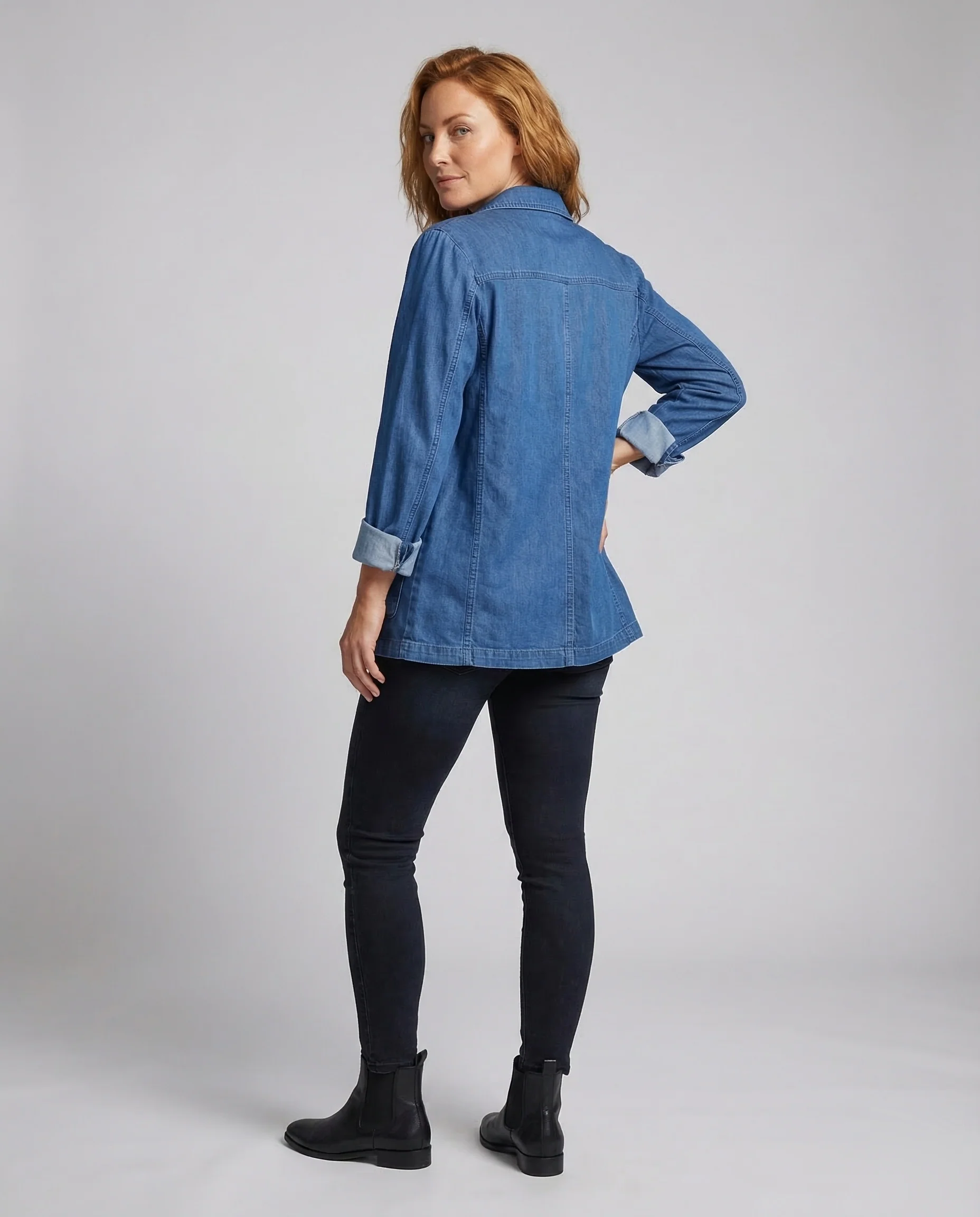Damen Denim Blazer Casual - Image 4