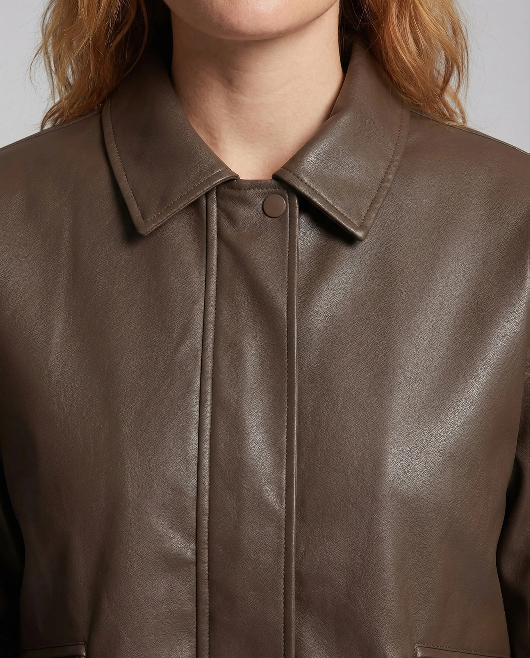 Damen Blouson mit Hemdkragen Lederoptik - Image 3