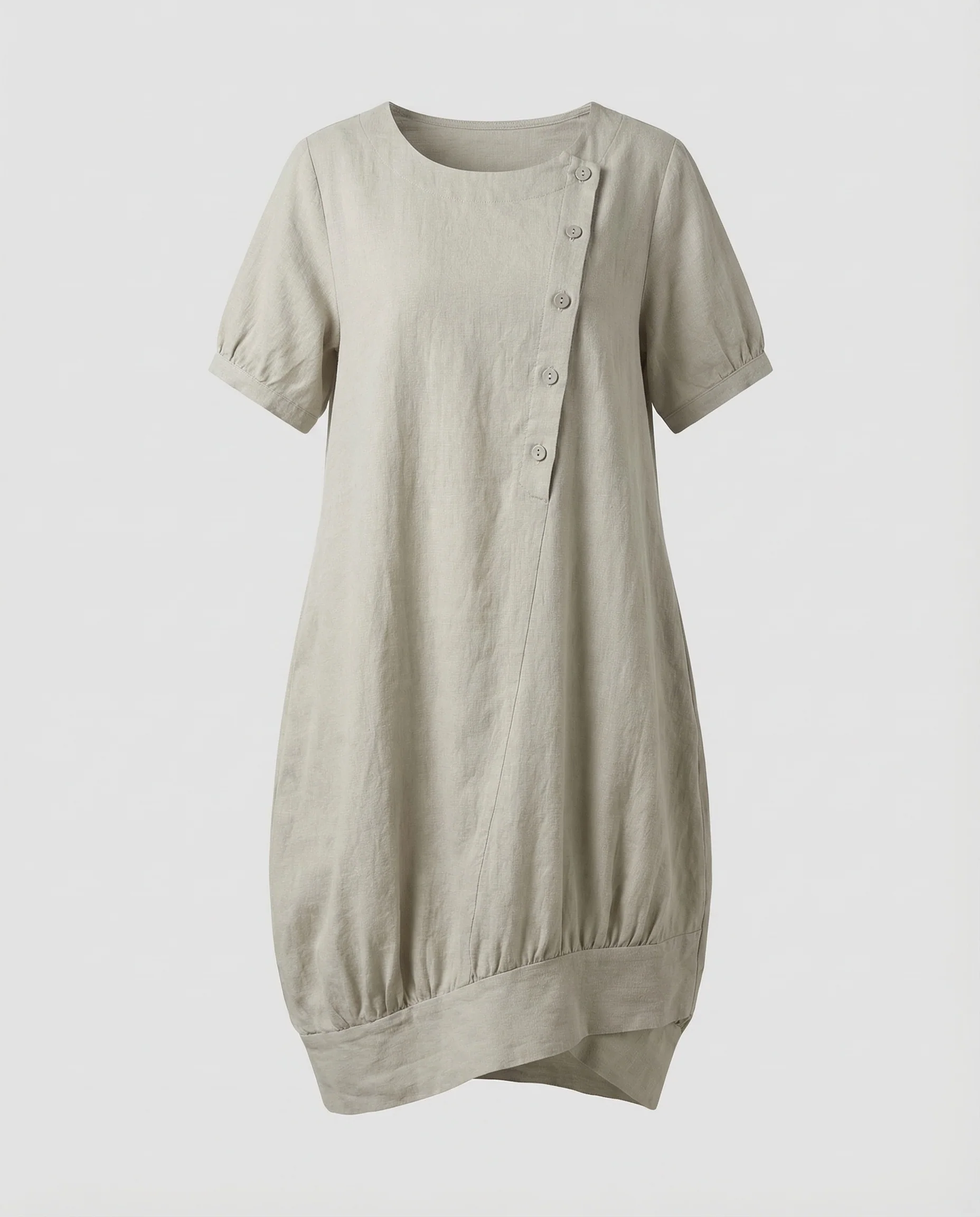 Damen Leinen Kurzkleid in A-Linie mit Taschen - Image 5
