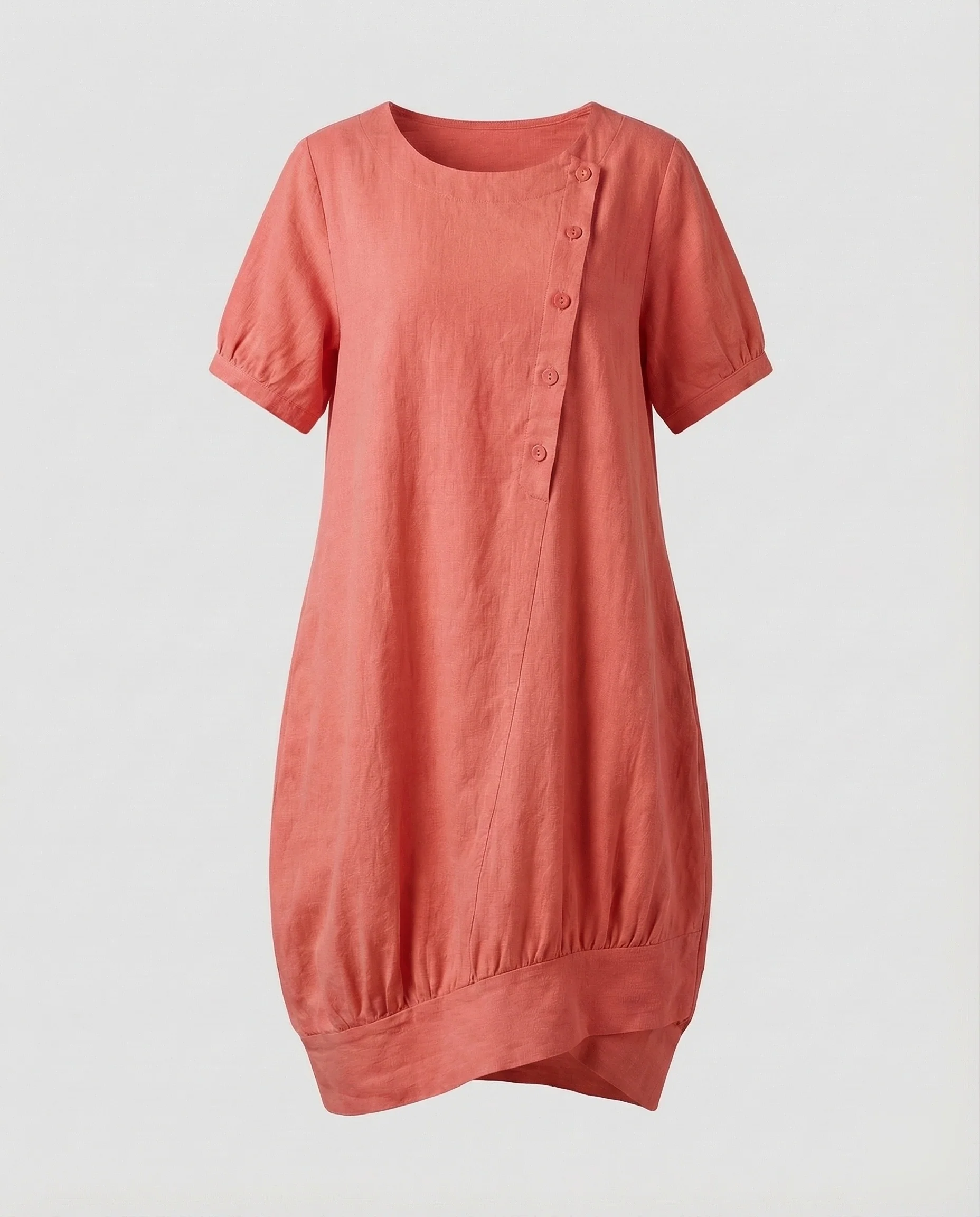 Damen Leinen Kurzkleid in A-Linie mit Taschen - Image 6