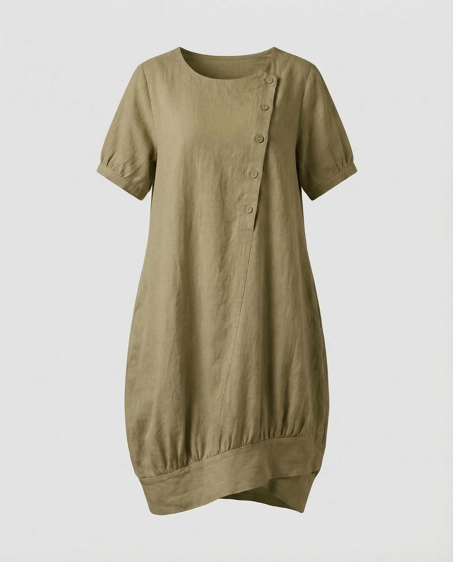Damen Leinen Kurzkleid in A-Linie mit Taschen - Image 9