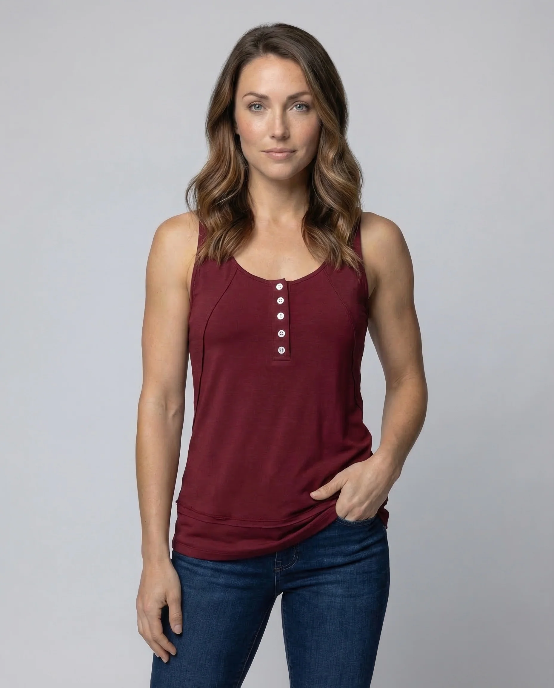 Damen Tanktop Jersey Knopfleiste - Image 2