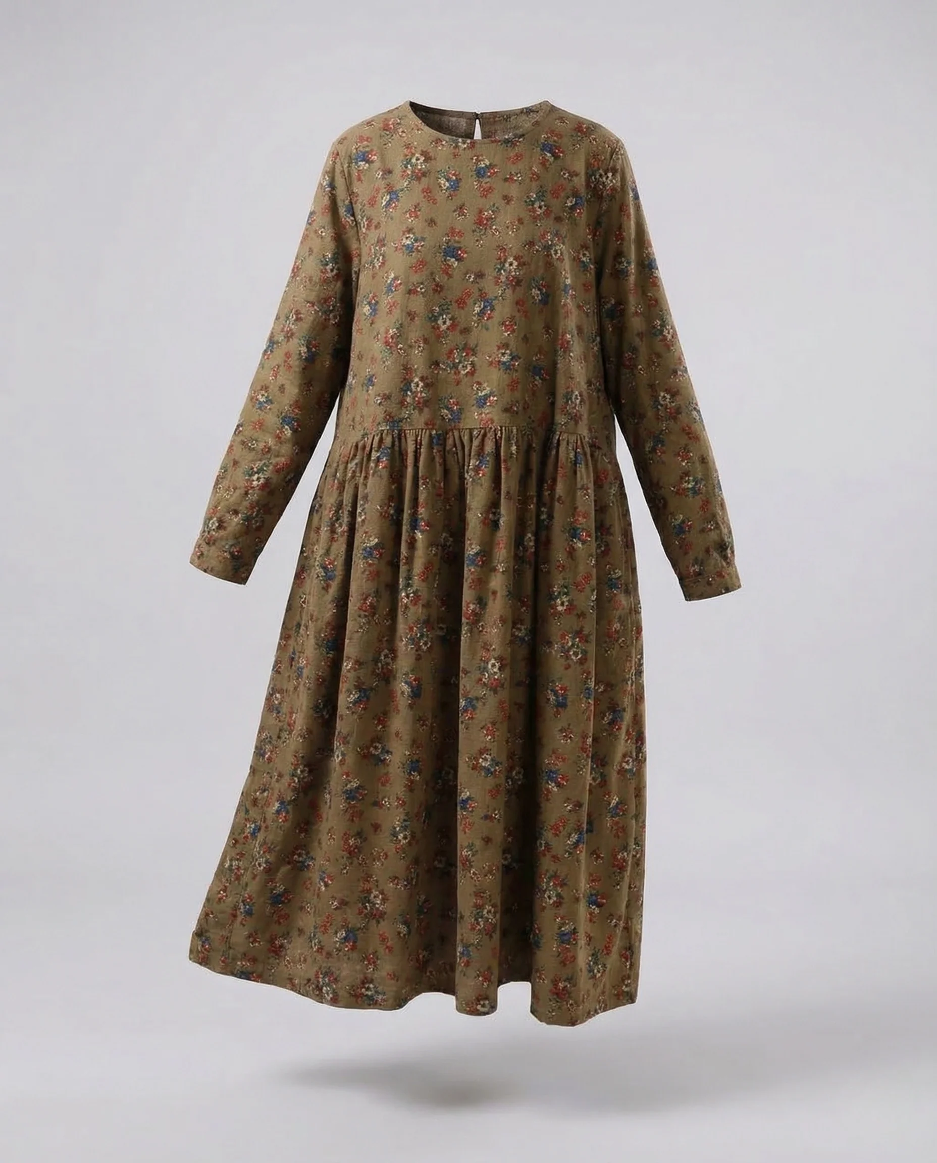 Damen Boho Maxikleid Blumenprint Langarm - Image 3