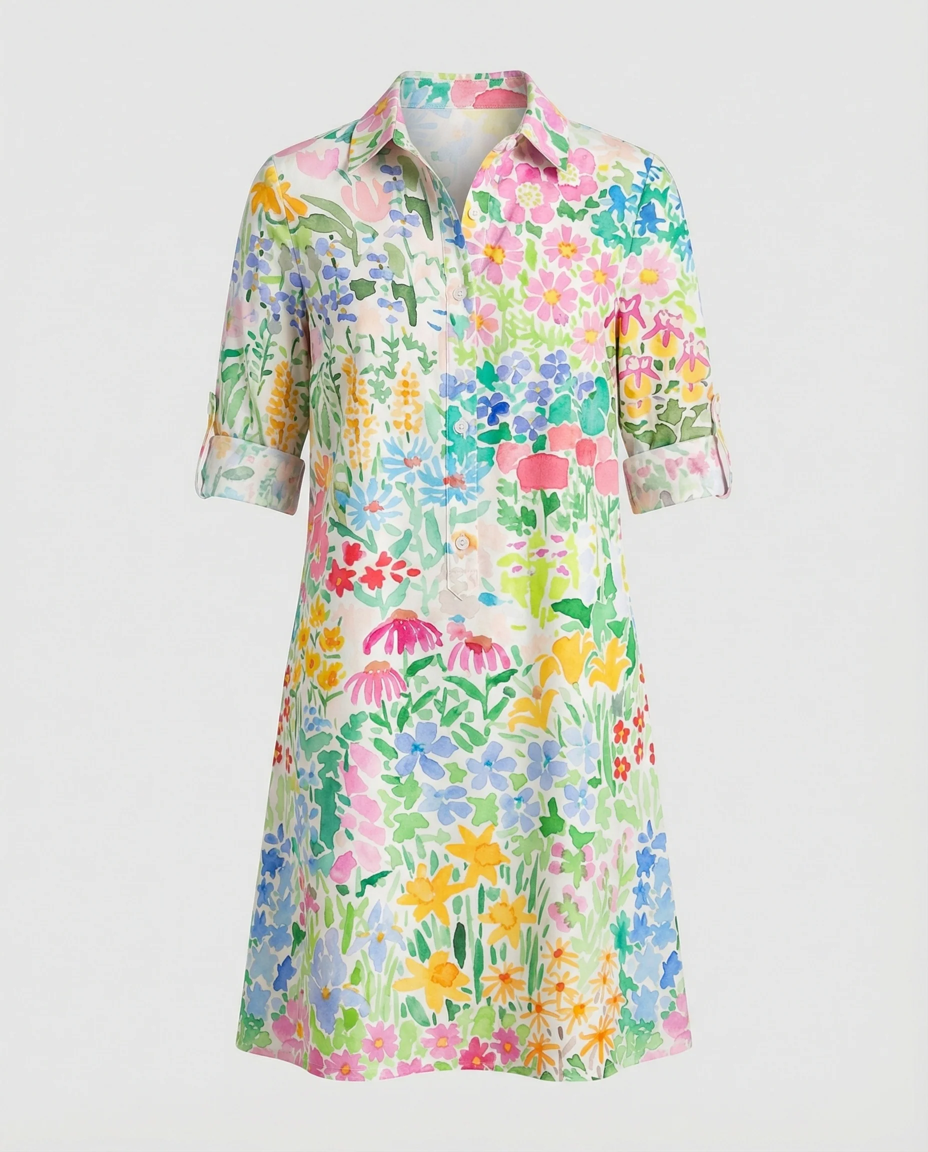 Damen Hemdblusenkleid Baumwolle Freizeit - Image 11