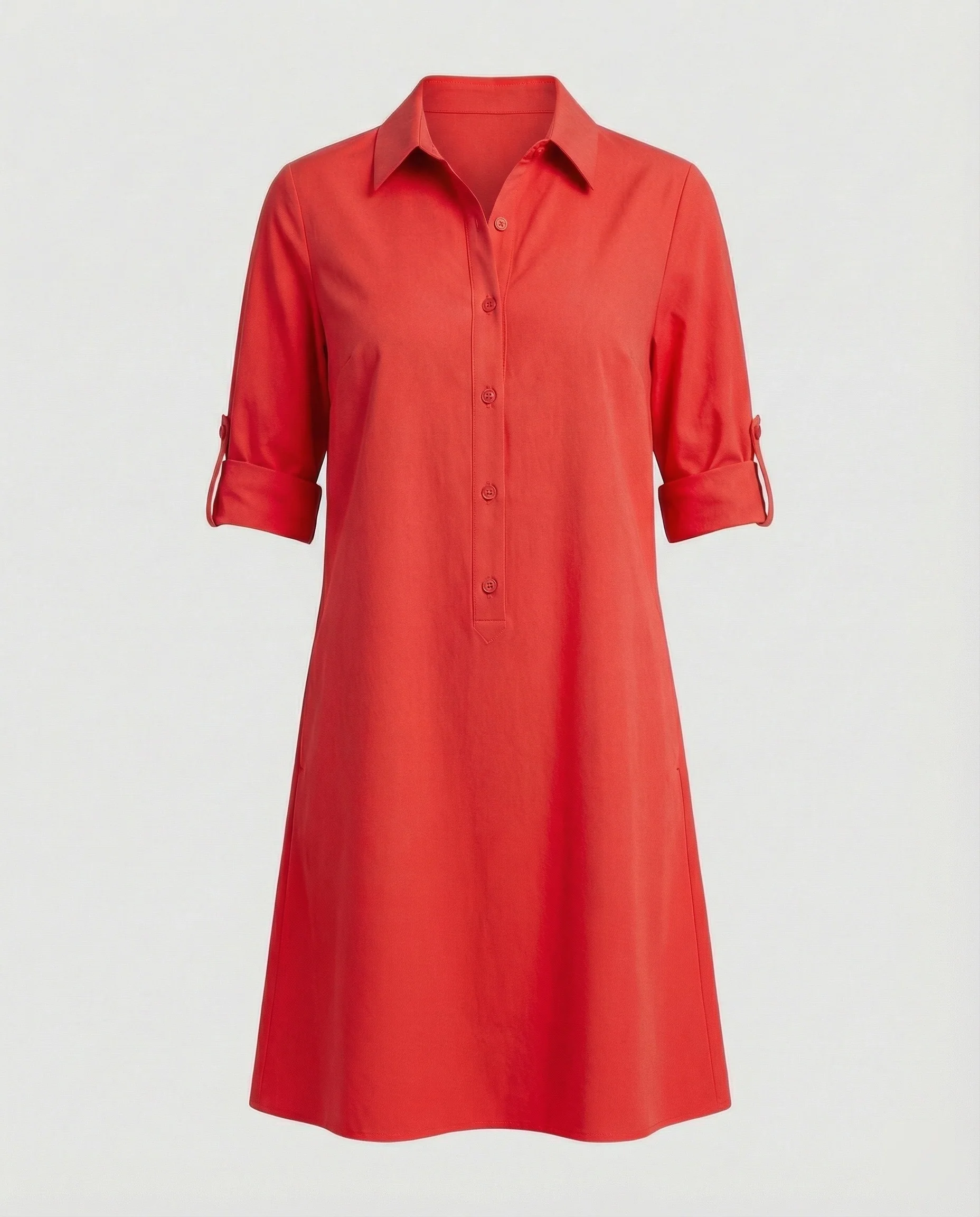 Damen Hemdblusenkleid Baumwolle Freizeit - Image 17