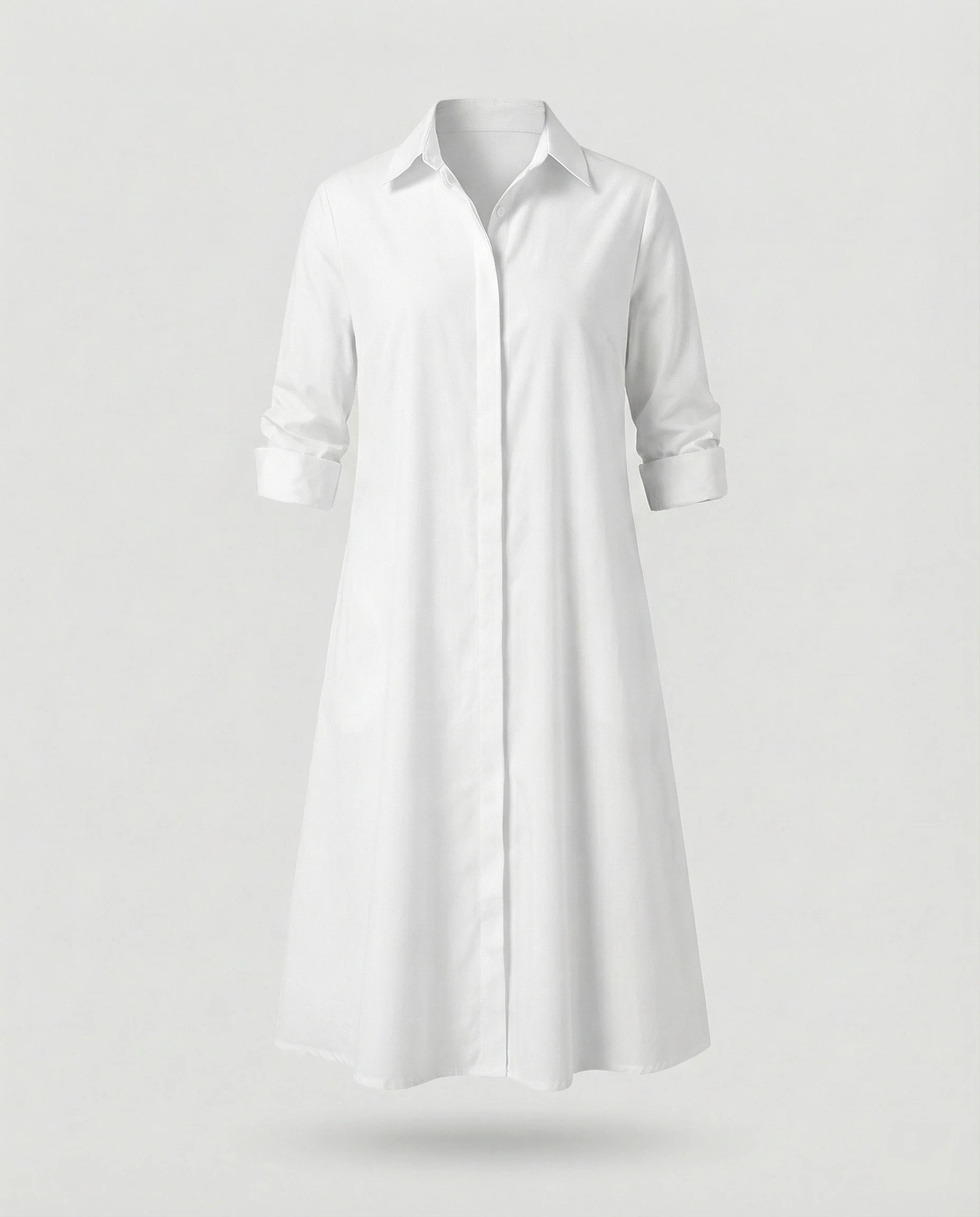 Damen Hemdblusenkleid Baumwolle Freizeit - Image 2