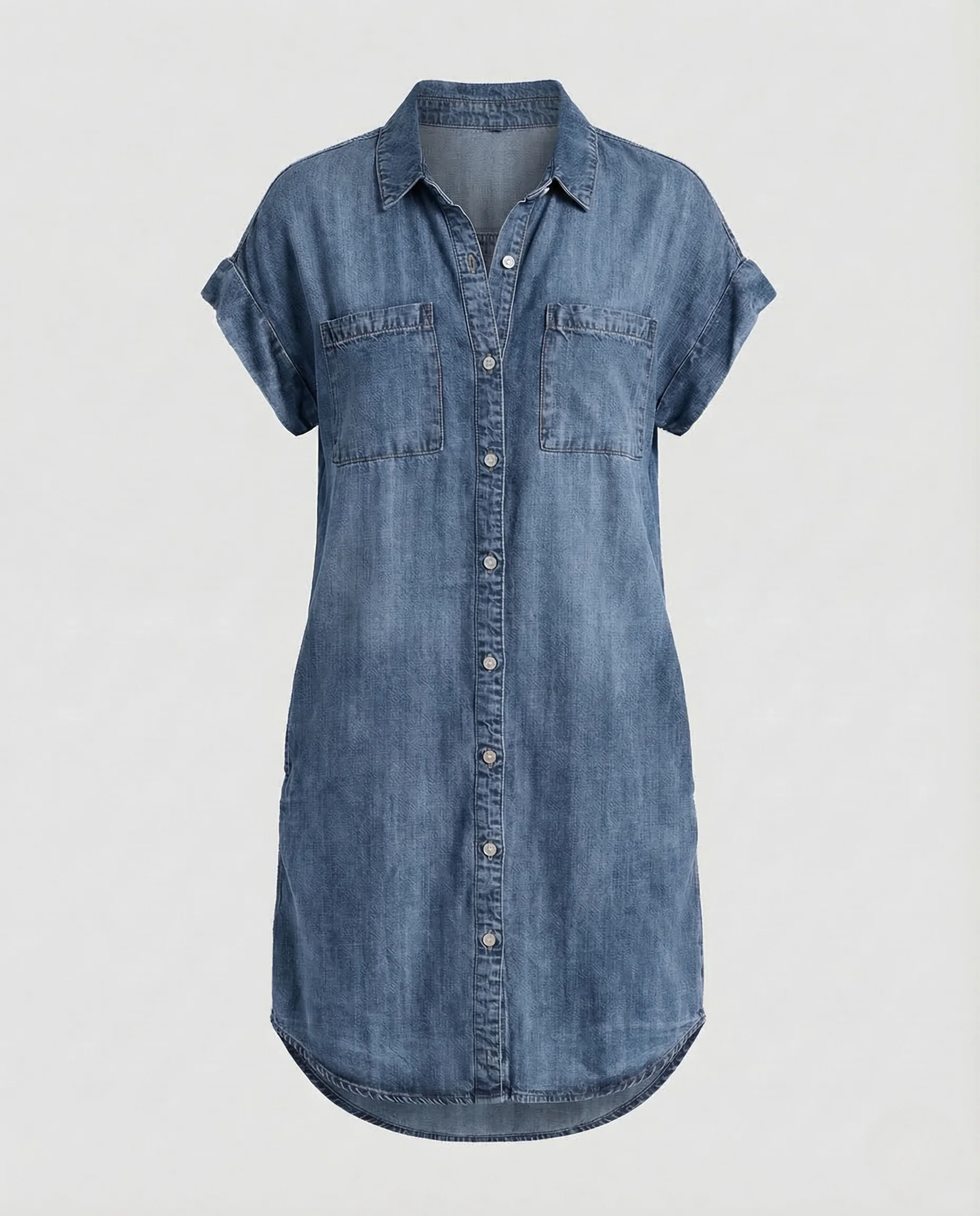 Damen Jeans Hemdkleid Taschen - Image 6
