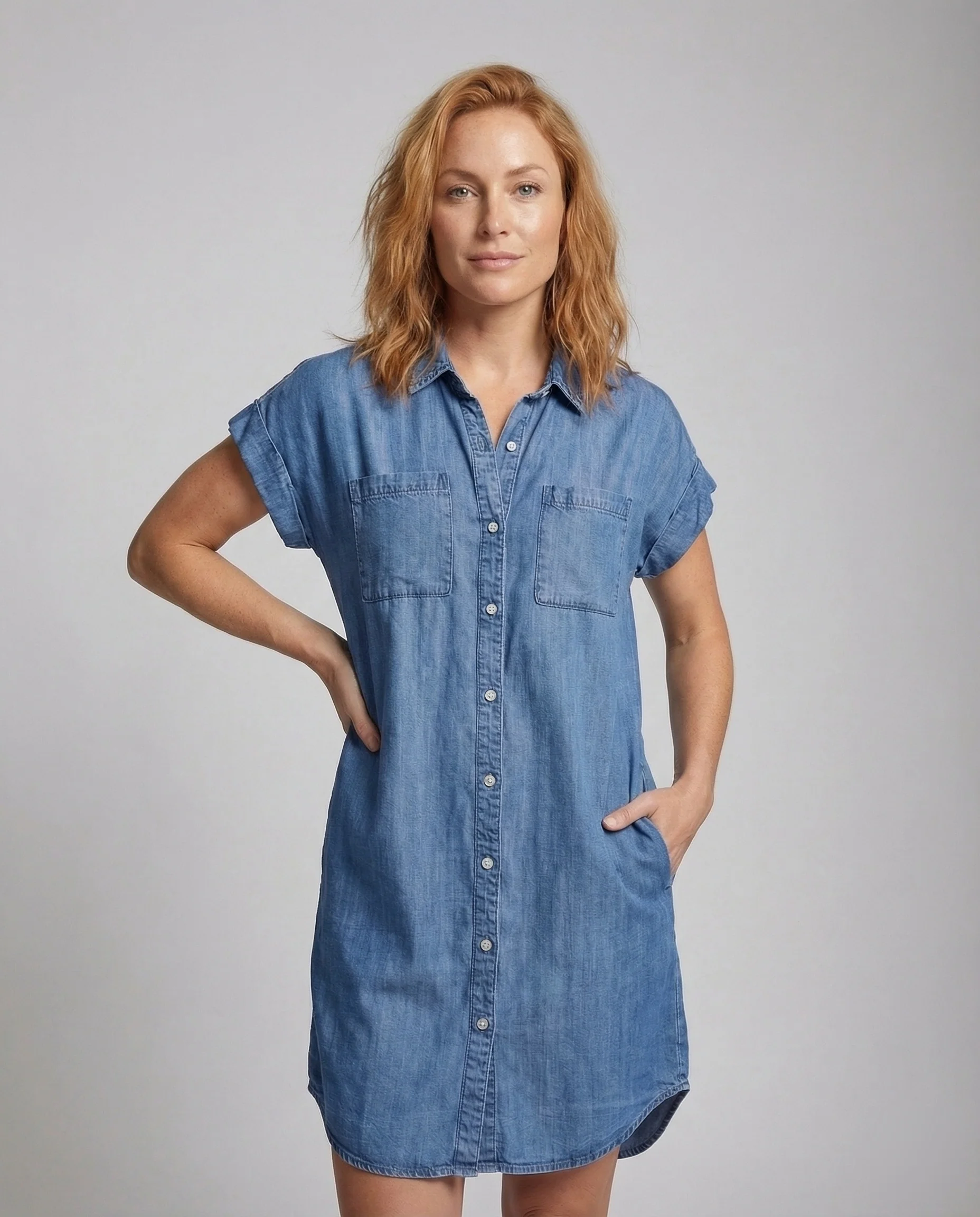 Damen Jeans Hemdblusenkleid - Image 2