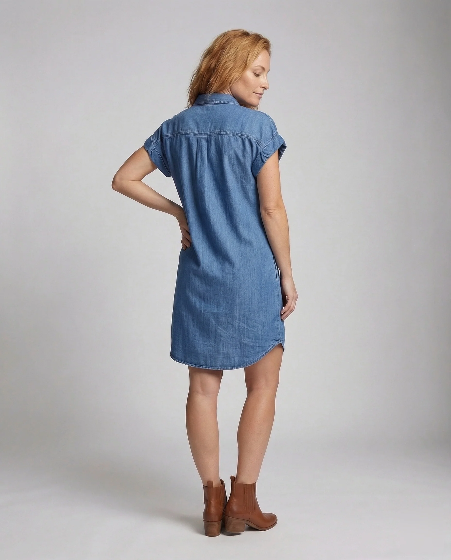 Damen Jeans Hemdblusenkleid - Image 4