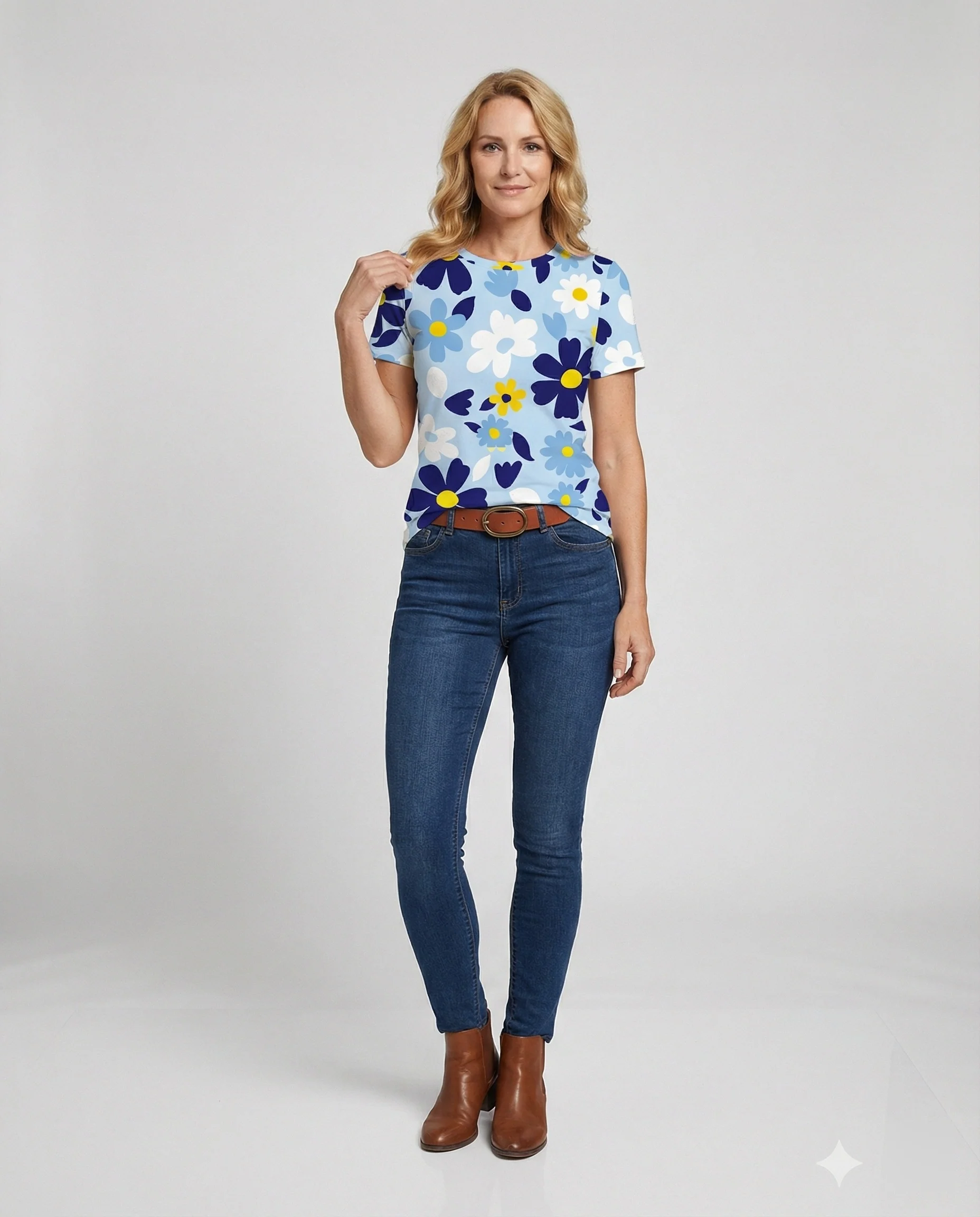 Kurzarmshirt Damen Mit Blumenprint - Image 11