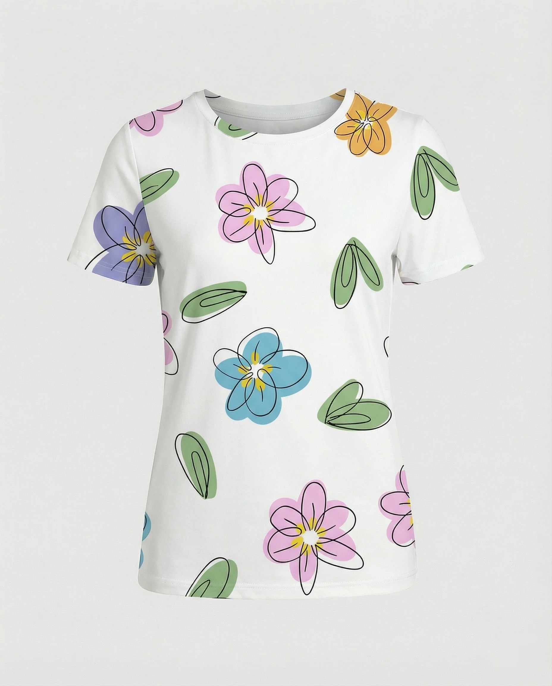 Kurzarmshirt Damen Mit Blumenprint - Image 17