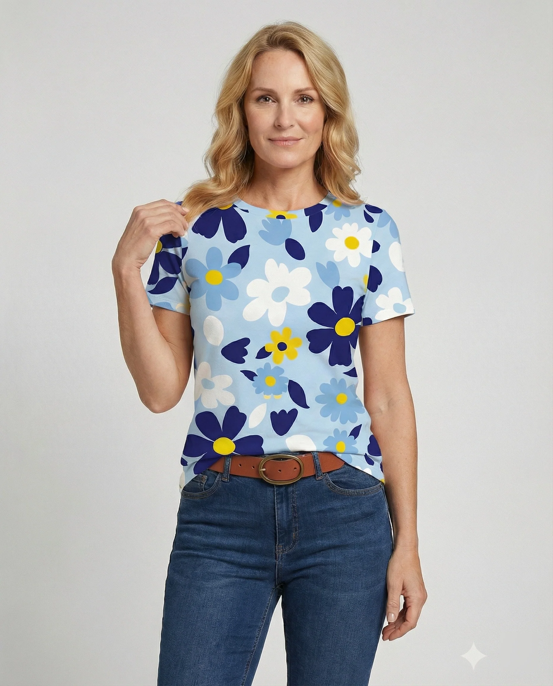 Kurzarmshirt Damen Mit Blumenprint - Image 23