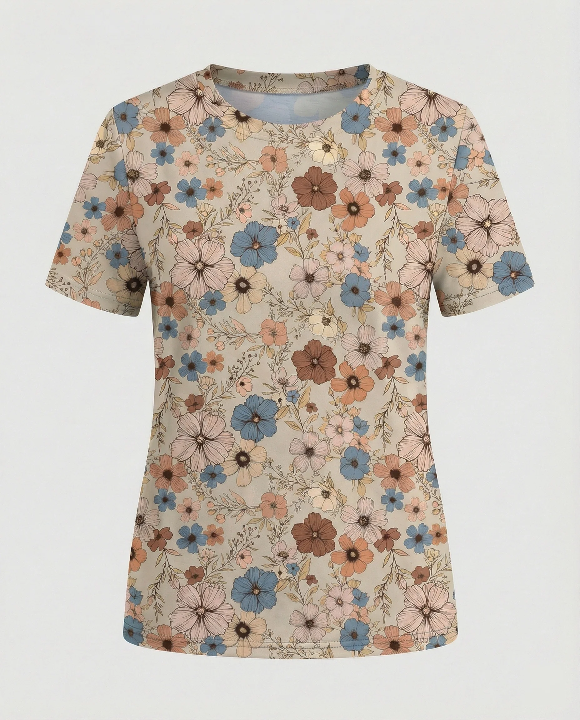 Kurzarmshirt Damen Mit Blumenprint - Image 28