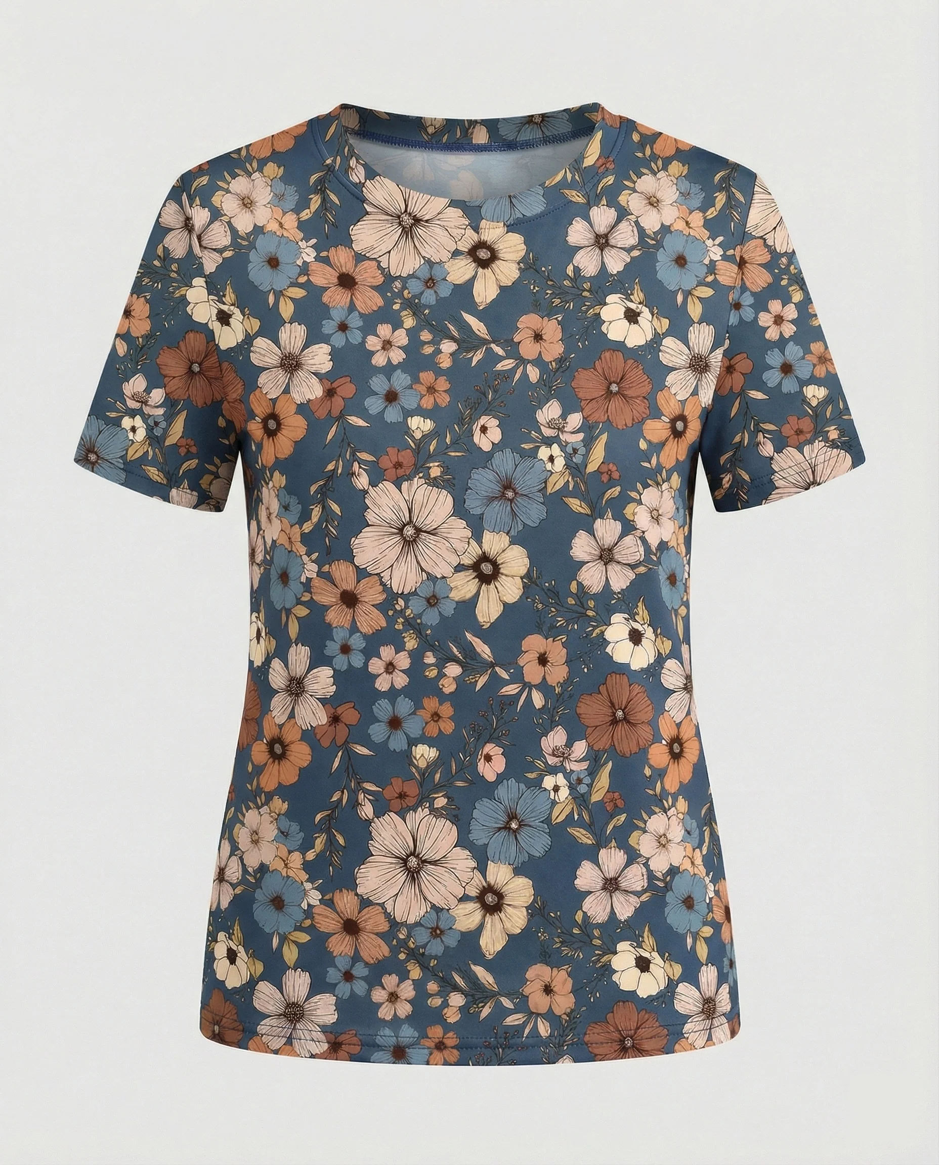Kurzarmshirt Damen Mit Blumenprint - Image 33