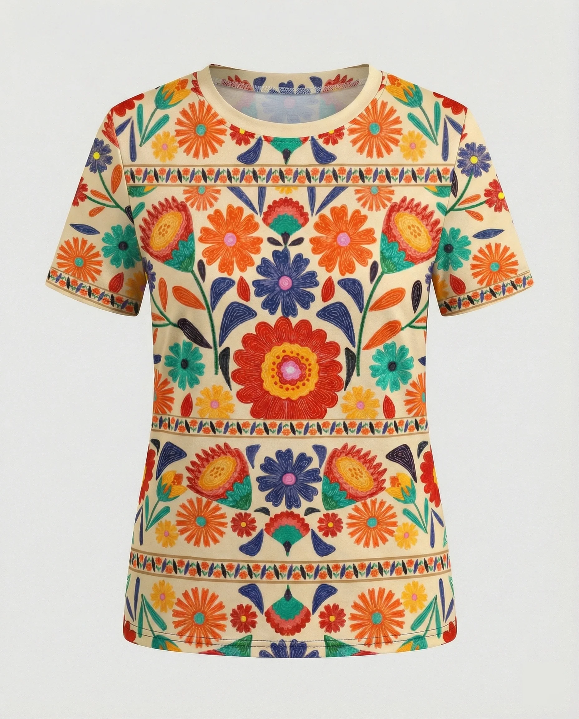 Kurzarmshirt Damen Mit Blumenprint - Image 34