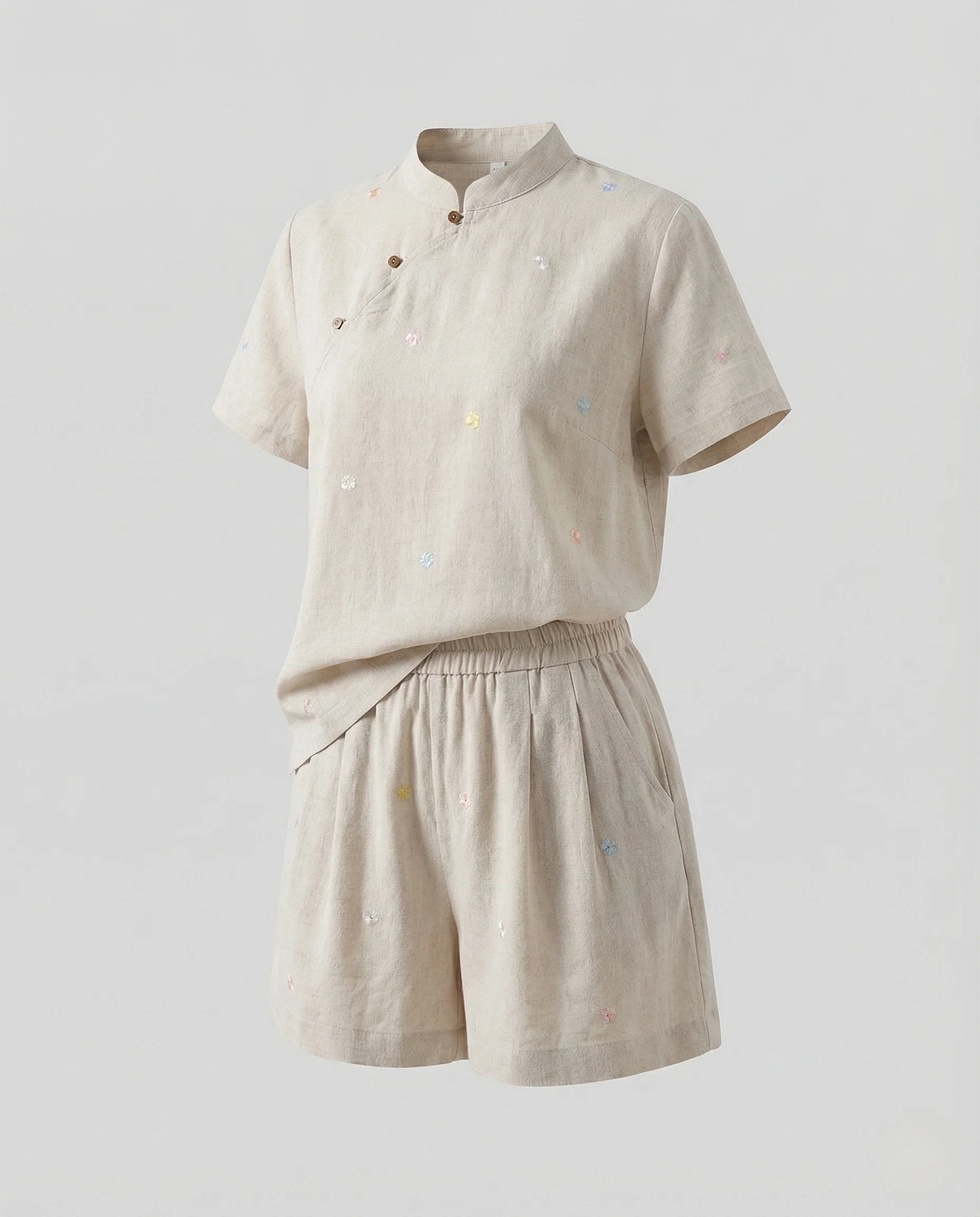 Damen Leinen Zweiteiler mit Bermuda Shorts - Image 4