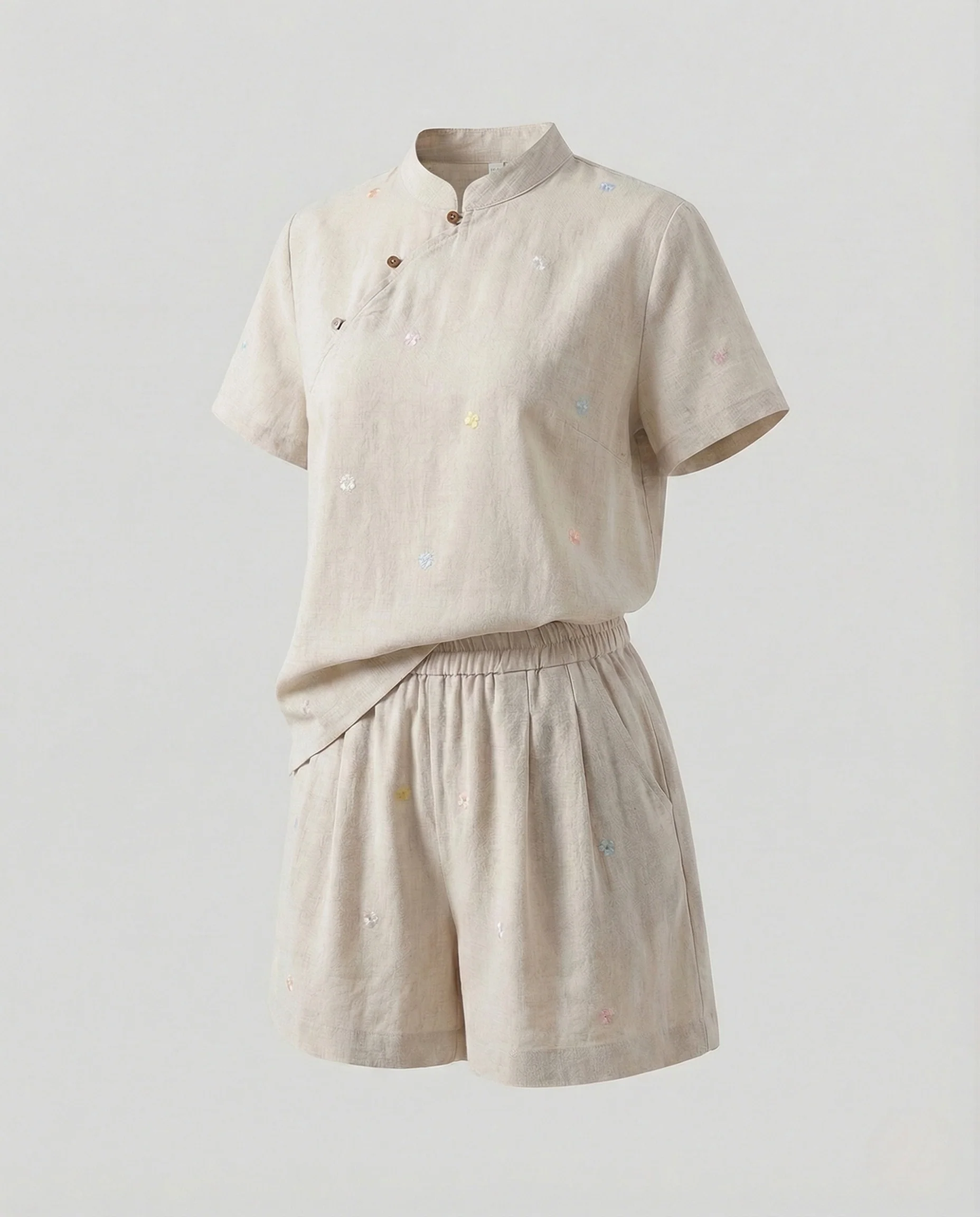 Damen Leinen Zweiteiler mit Bermuda Shorts - Image 5