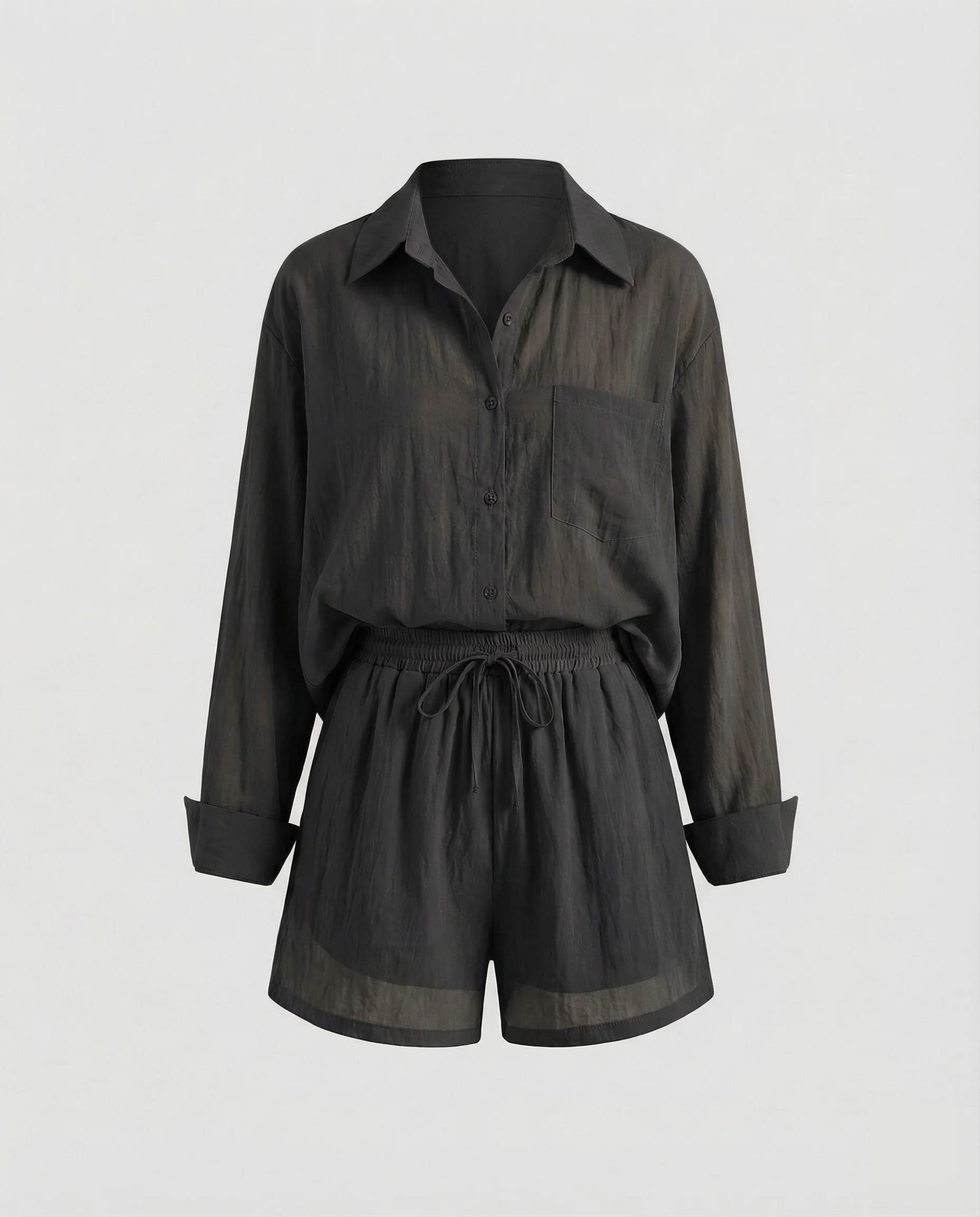 Damen Leinenoptik Zweiteiler mit Shorts - Image 6