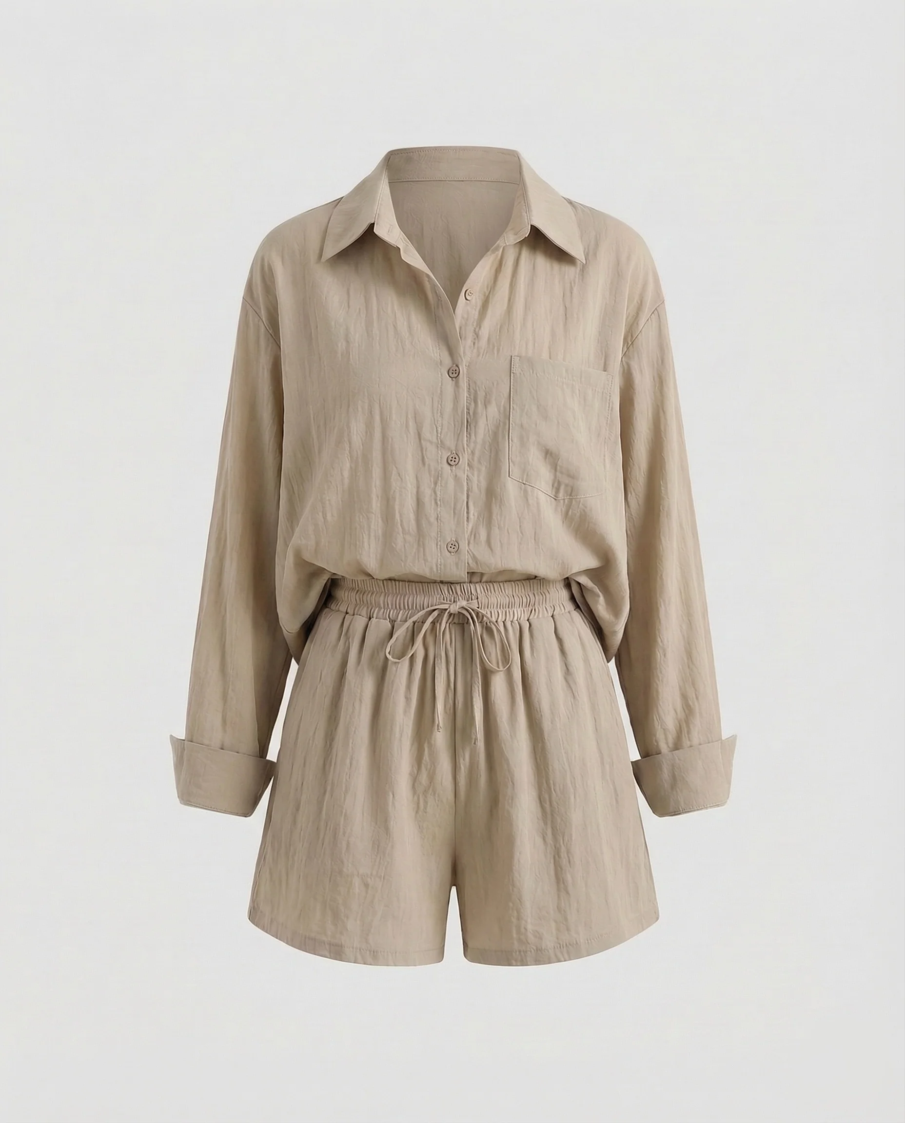 Damen Leinenoptik Zweiteiler mit Shorts - Image 7