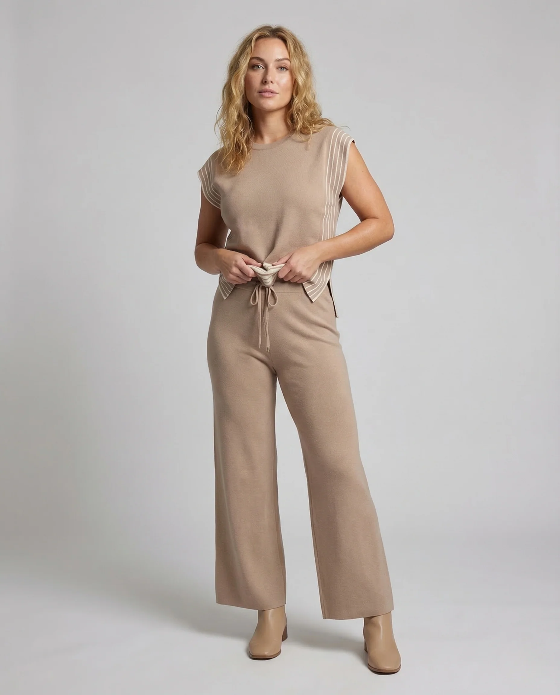 Damen Strick Set Top Culotte Hose