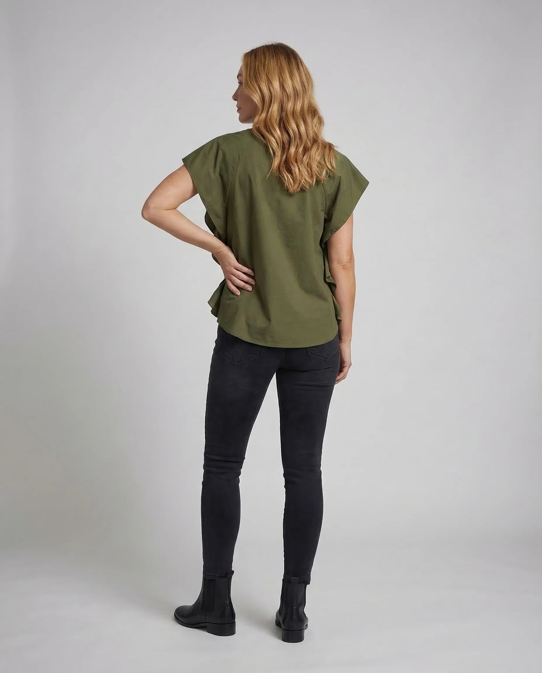 Damen Rüschen Top Flügelärmel - Image 3