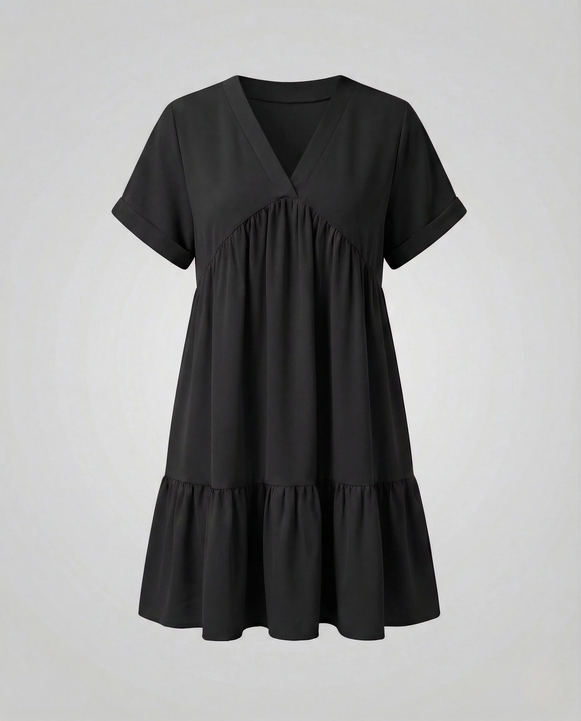 Damen Babydoll Minikleid mit V-Ausschnitt - Image 8