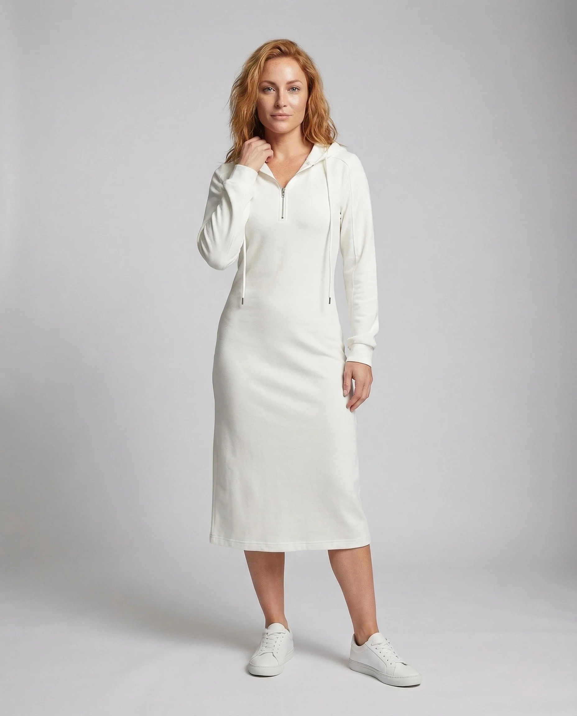 Damen Jersey Midikleid mit Langarm