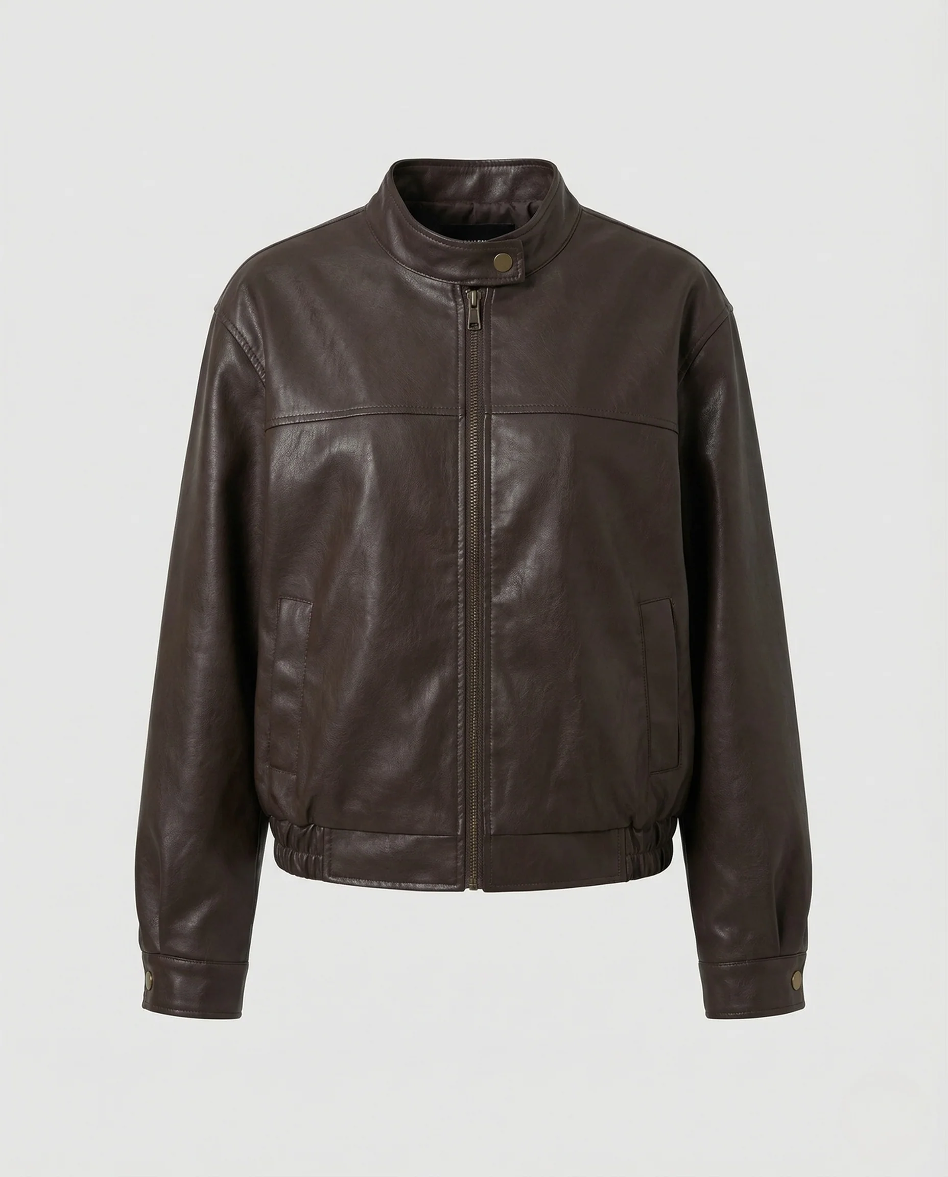 Damen Lederjacke Weit Reißverschluss - Image 5